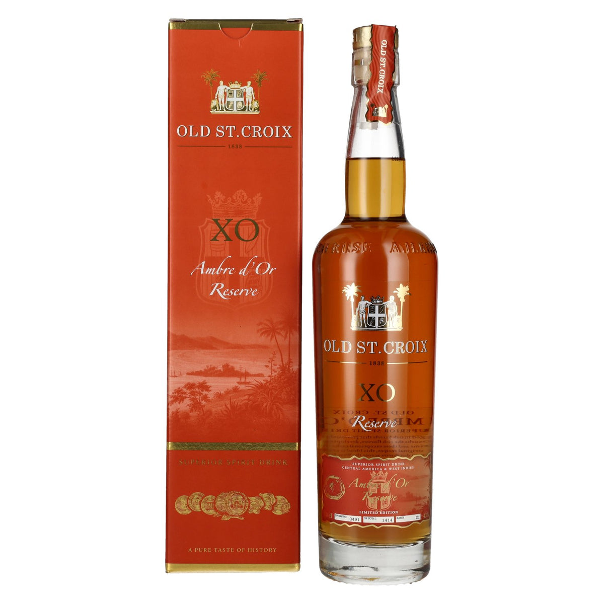 Old St. Croix A.H. Riise X.O. Ambre d'Or Reserve 42% vol. 0,7 l in geschenkverpakking