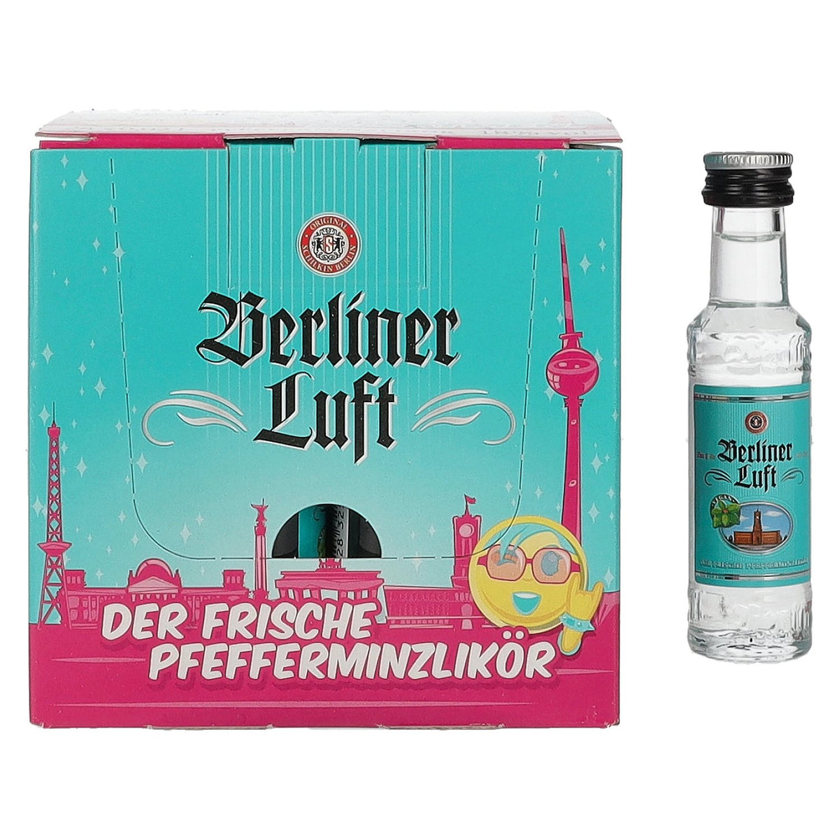 Berliner Luft DER FRISCHE – Liqueur de menthe poivrée 18 % vol. 24 x 0,02 l