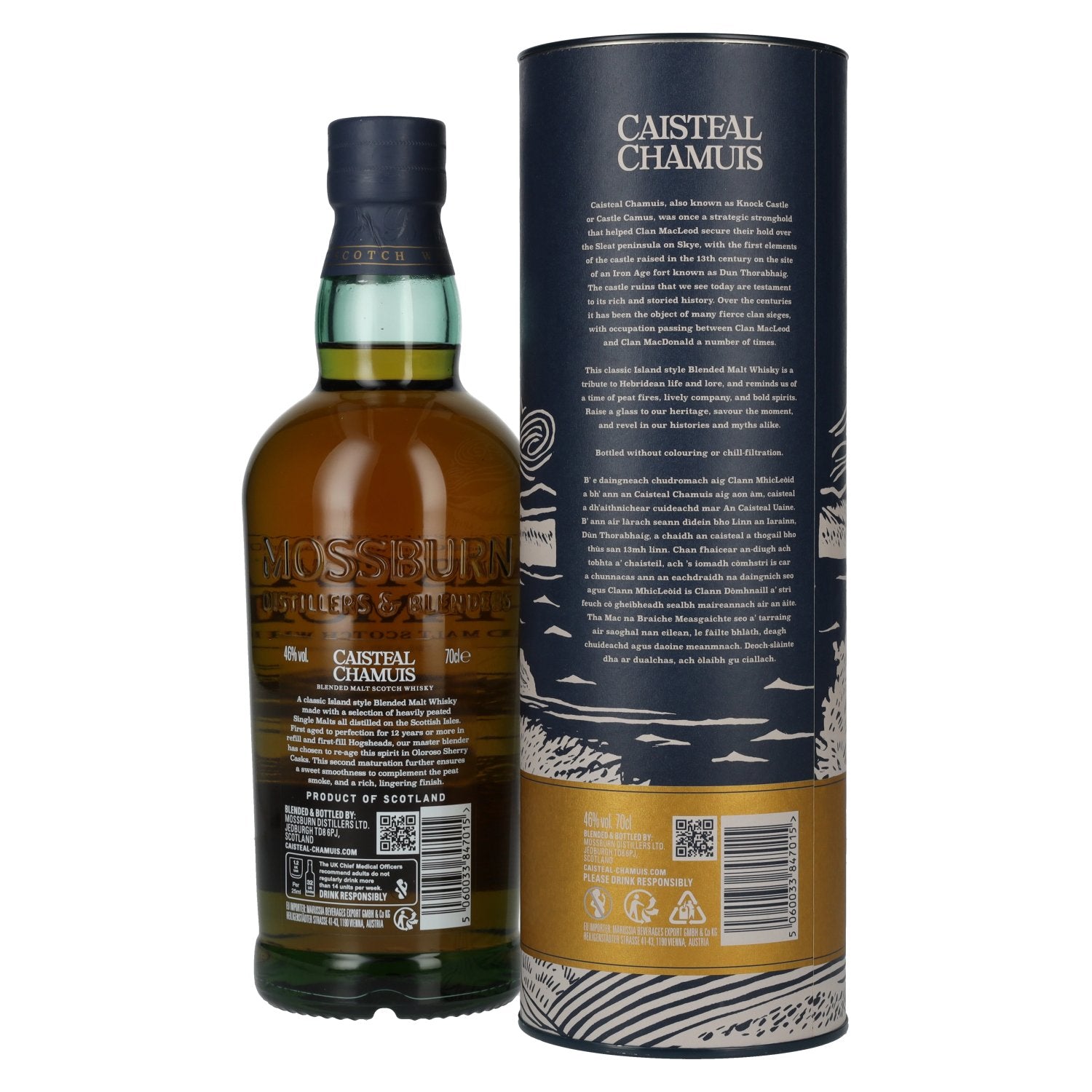 Caisteal Chamuis 12 Years Old Sherry Casks Heavily Peated Blended Malt 46% Vol. 0,7l in Geschenkbox