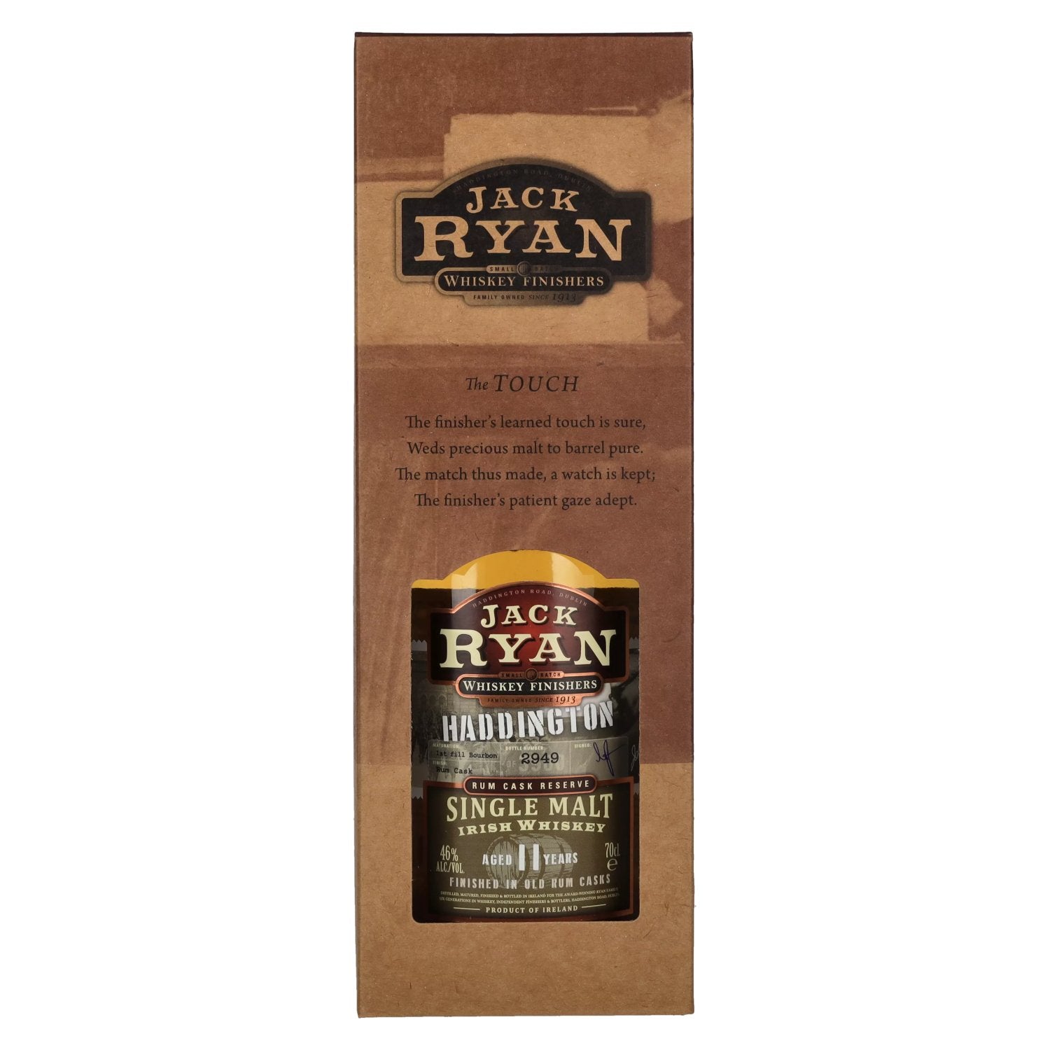 Jack Ryan HADDINGTON 11 Years Old Single Malt Irish Whiskey Rum Cask Reserve 46% Vol. 0,7l in geschenkverpakking