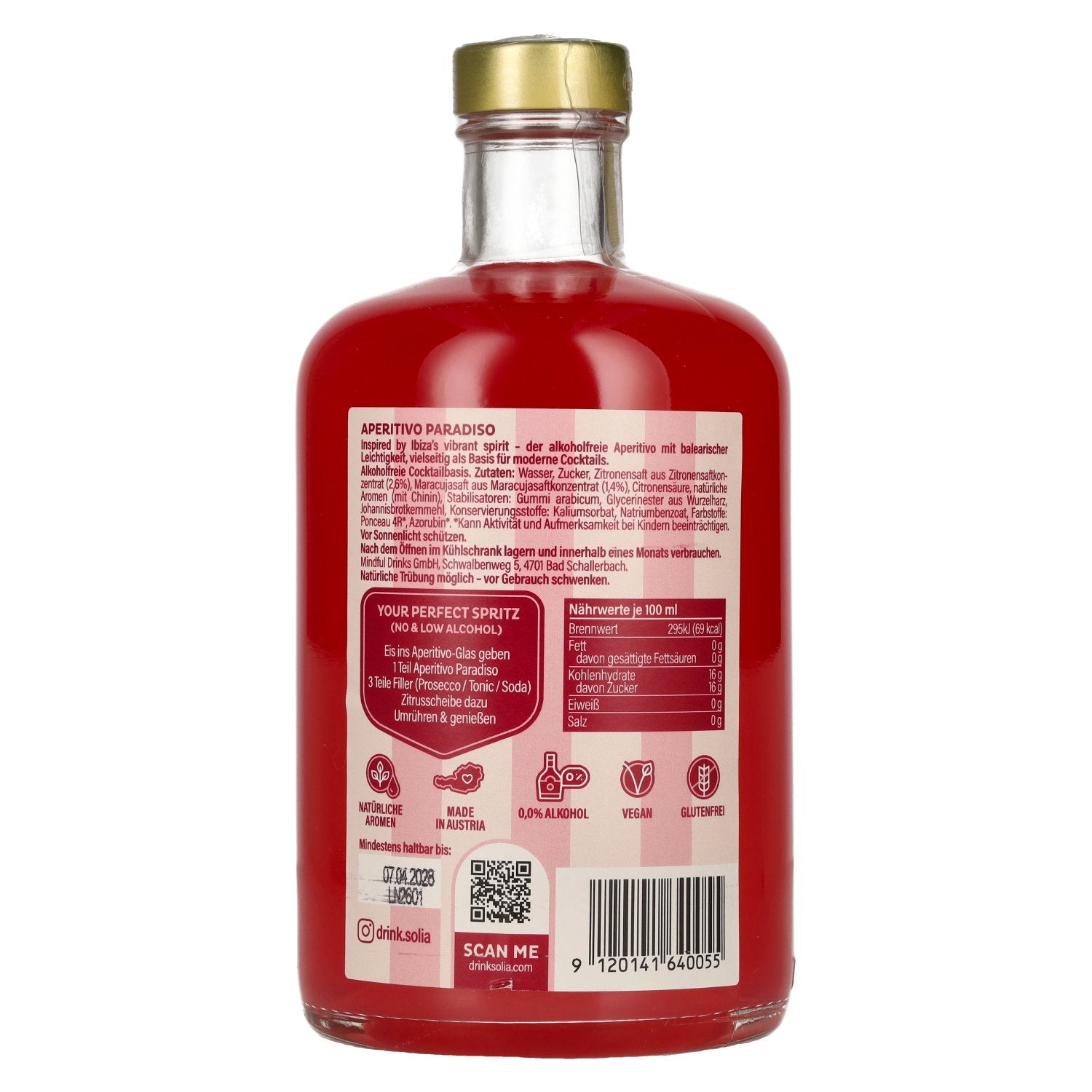 Solia 0,0 alcoholvrij aperitief PARADISO 0,5 l