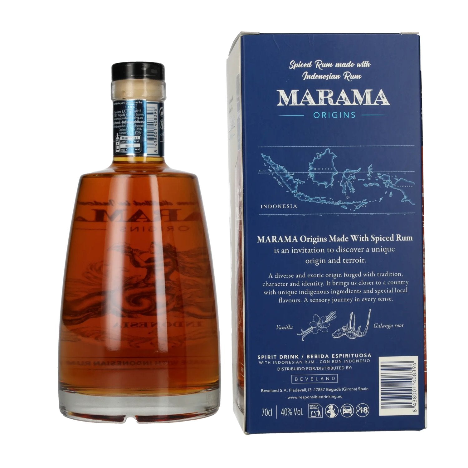 Marama ORIGINS Indonesische Spiced Rum 40% Vol. 0,7l in geschenkverpakking