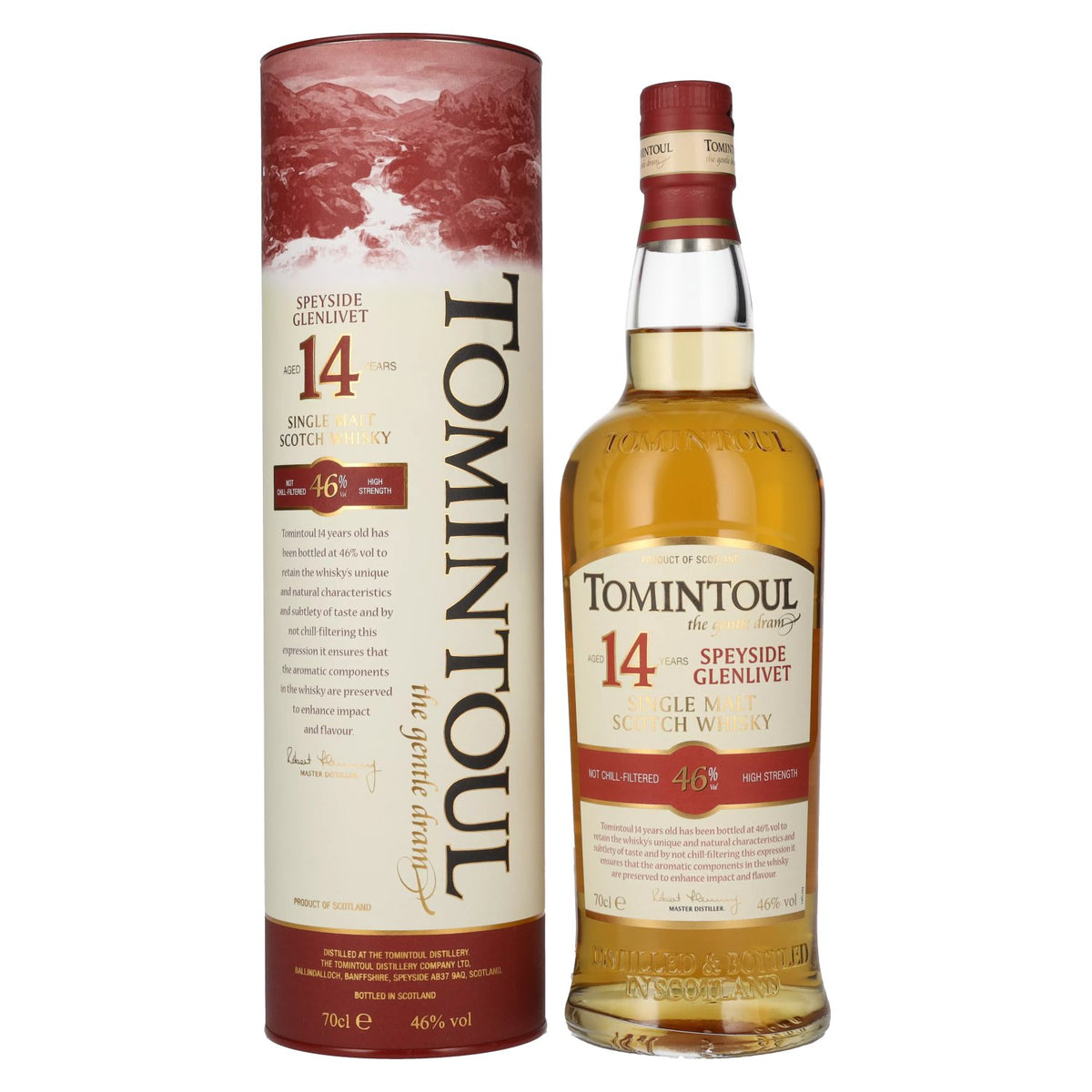 Whisky écossais single malt Tomintoul 14 ans d'âge, 46 % vol., 0,7 l, dans un coffret cadeau