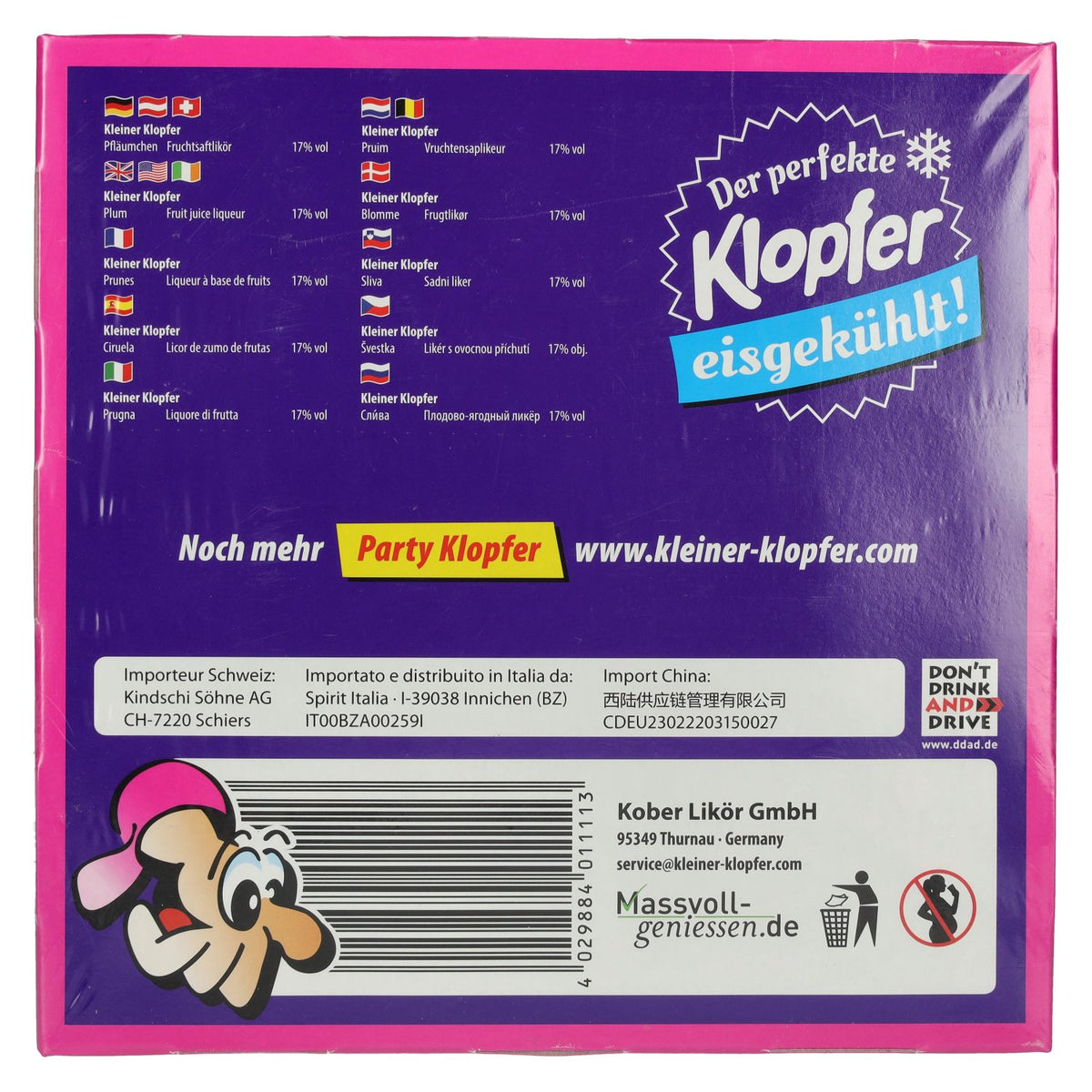 Pfläumchen 'Kleiner Klopfer' 17% ABV 25 x 0.02 l