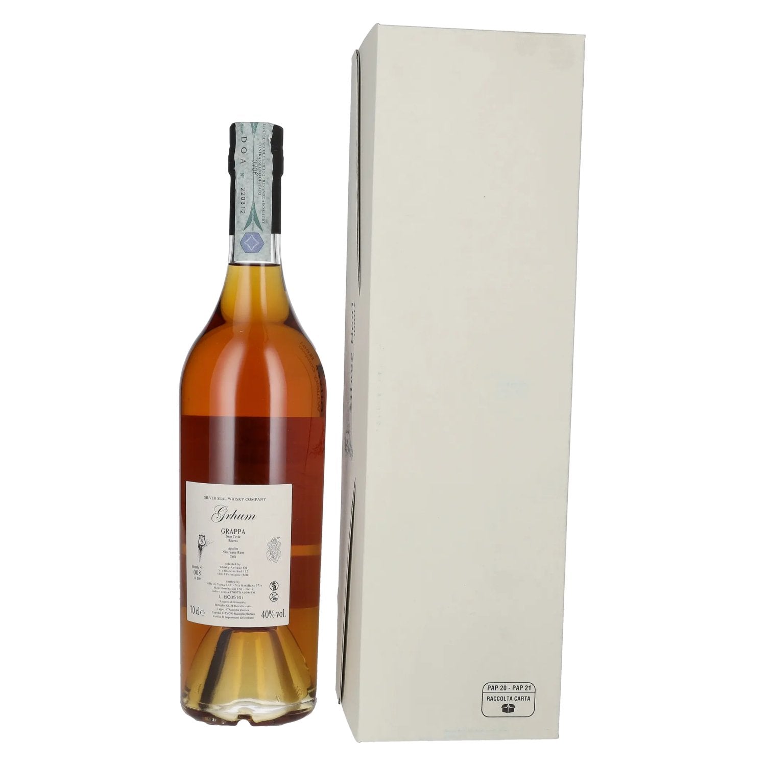 Silver Seal Grappa Riserva Single Nicaragua Rum Cask 2023 40% Vol. 0,7l in Geschenkbox