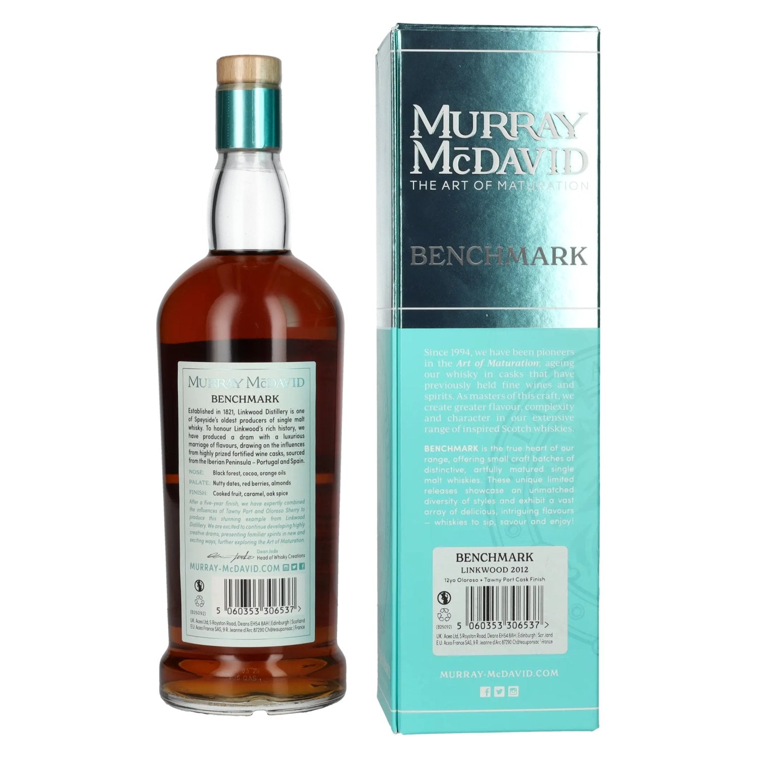 Murray McDavid BENCHMARK 12 Years Old LINKWOOD Oloroso &amp; Tawny Port Cask Finish 2012 54,4% Vol. 0,7l en coffret cadeau