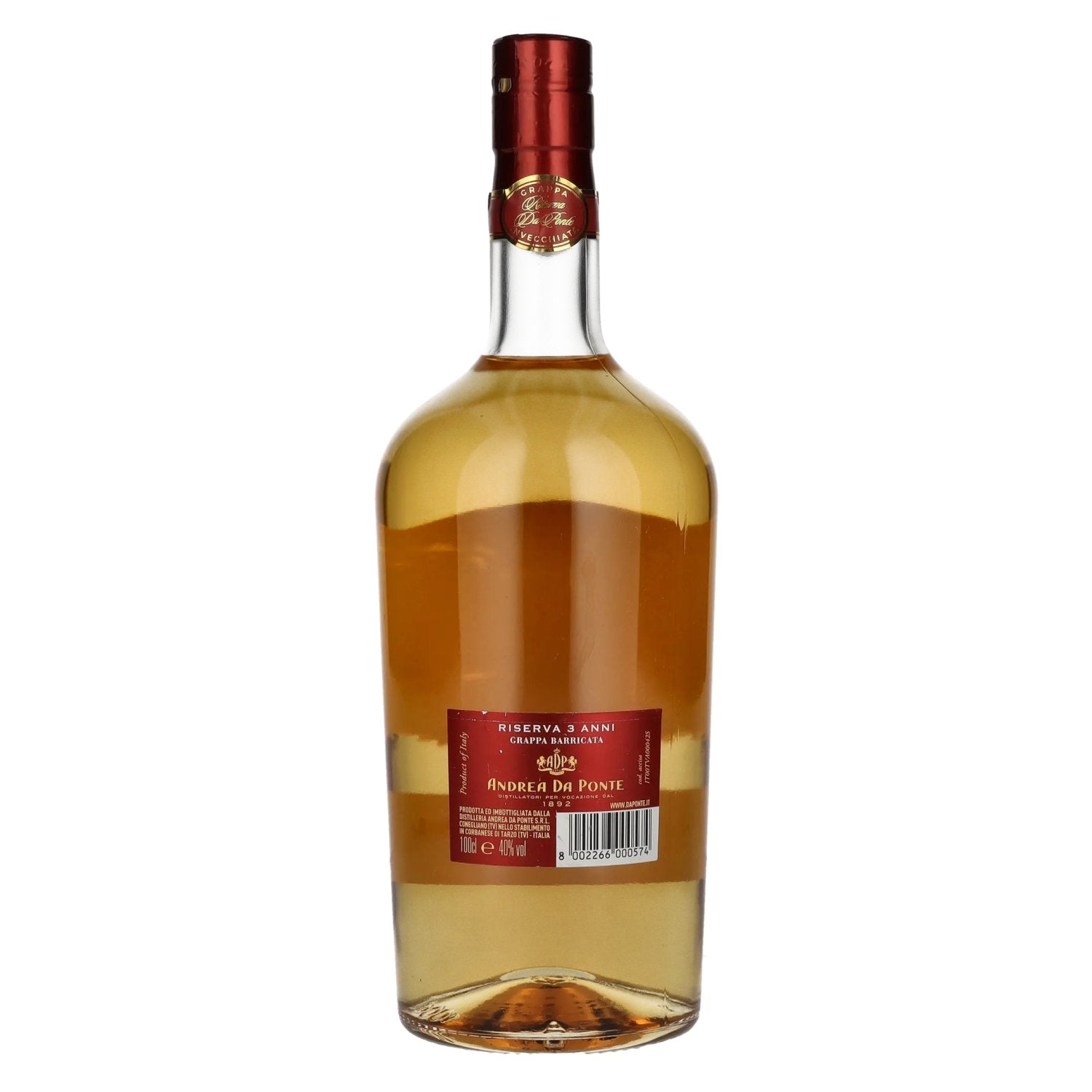 Andrea Da Ponte Grappa Riserva 3 Jaar Oud 40% Vol. 1l