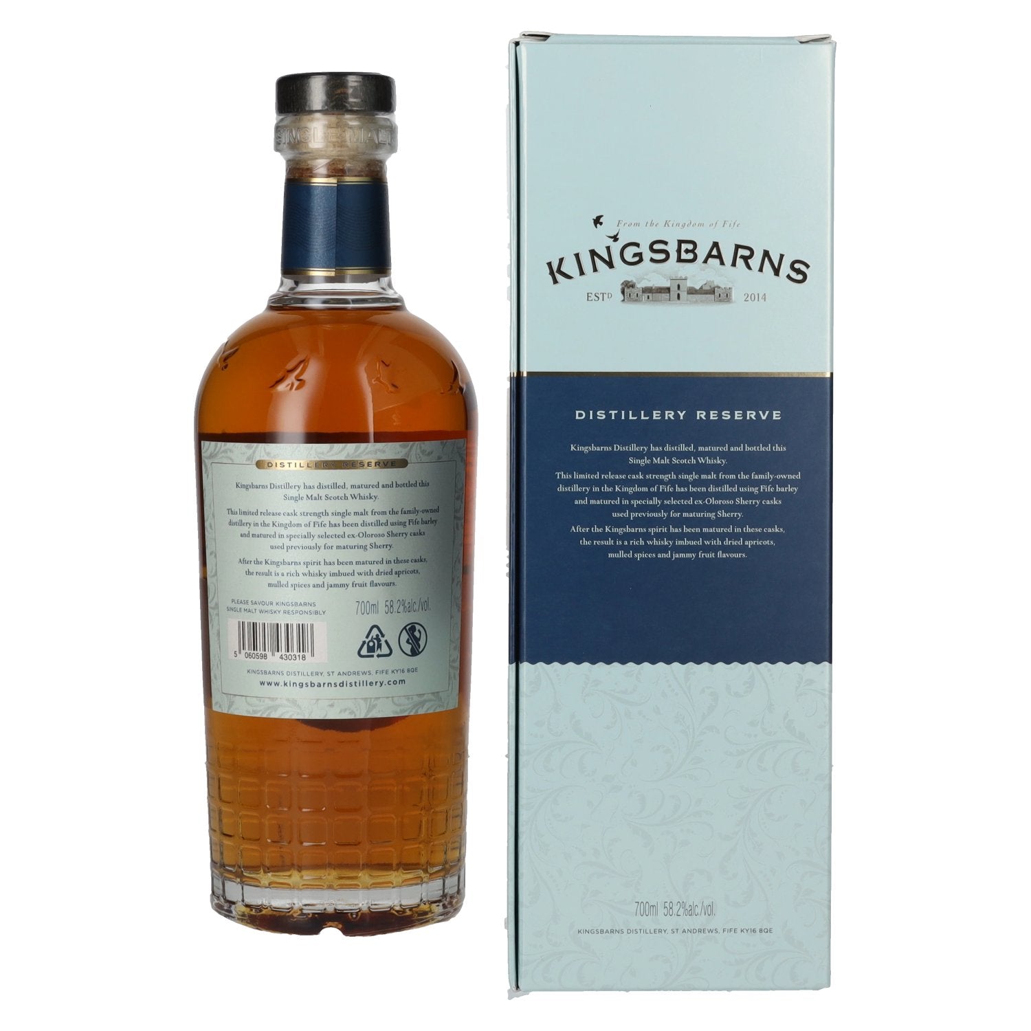 Kingsbarns DISTILLERY RESERVE Ex Oloroso Sherry Cask Scotch Whisky 2024 58,2% Vol. 0,7l in gift box