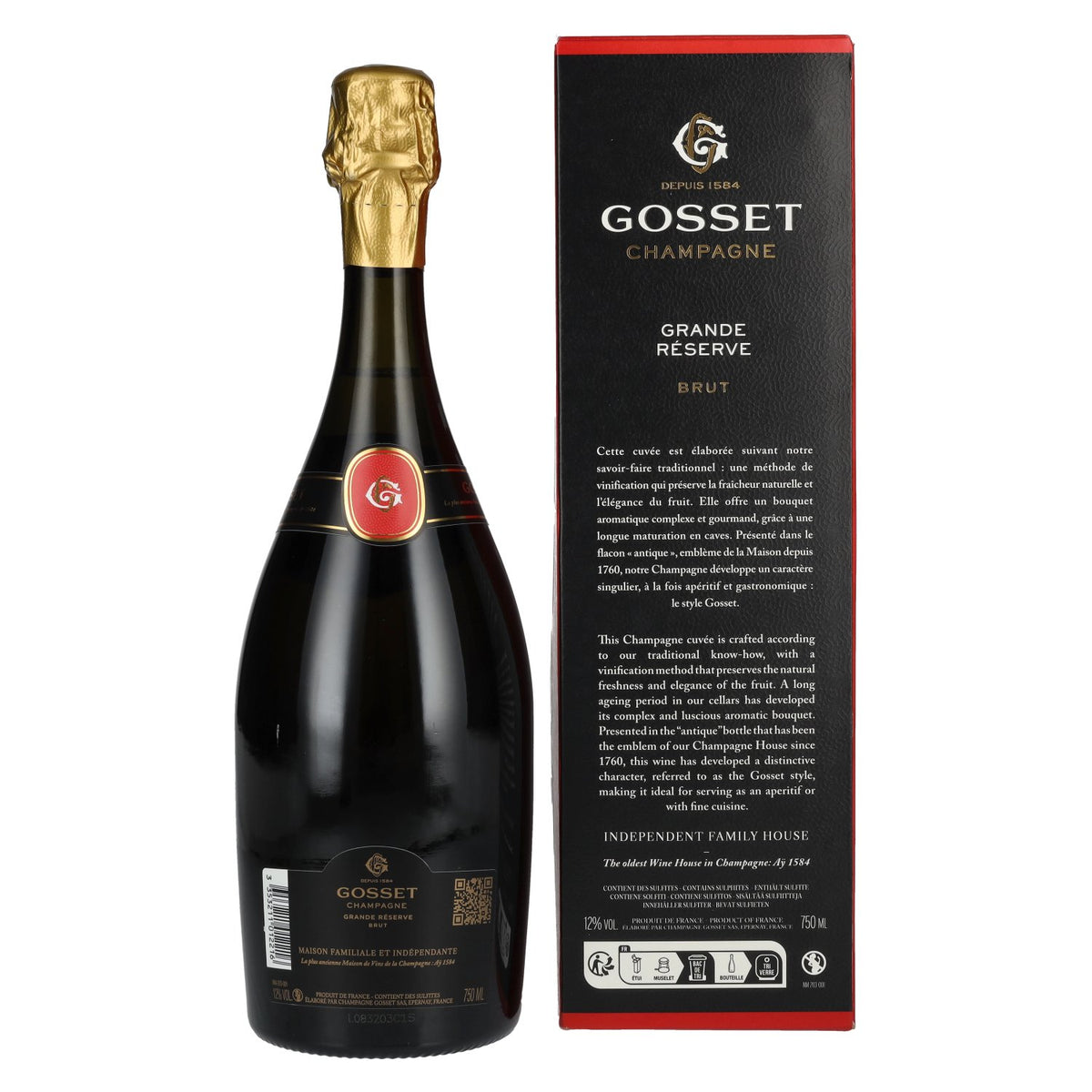 Gosset Champagne Grande Réserve Brut 12% ABV, 0.75 l in a gift box
