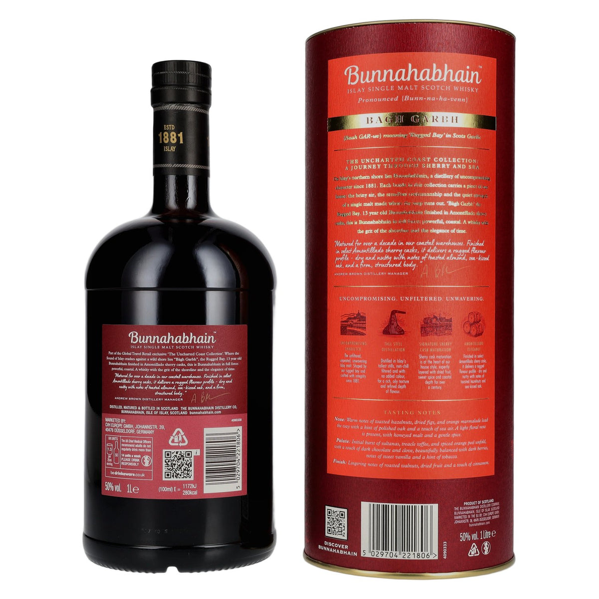 Bunnahabhain 13 Years Old BÀGH GARBH Islay Single Malt Scotch Whisky 50% vol. 1 l in geschenkverpakking