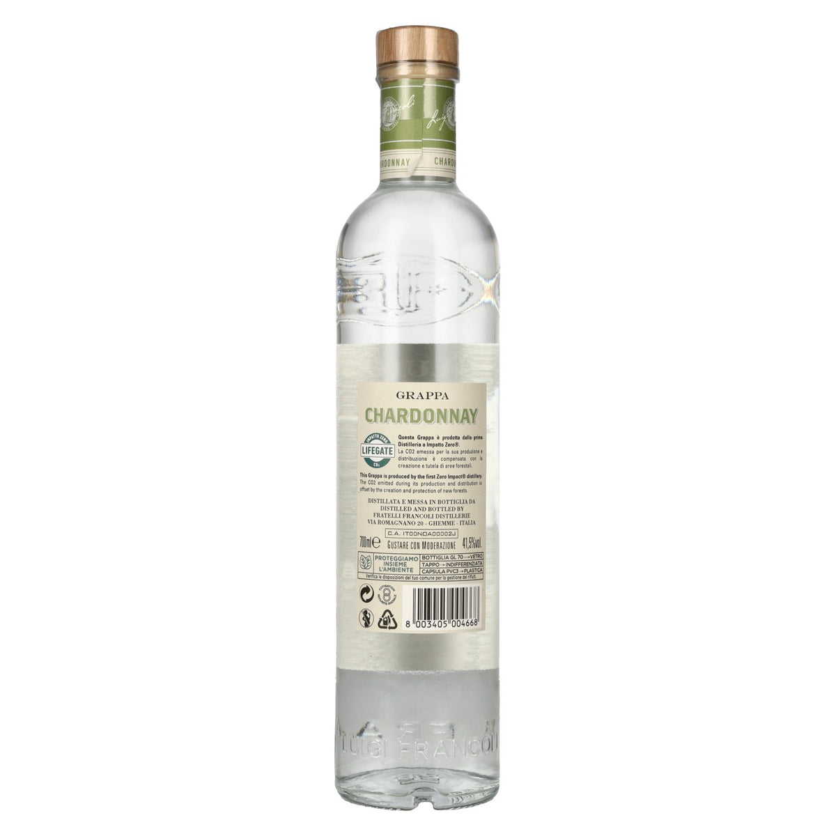 Luigi Francoli Chardonnay Grappa 41.5% ABV 0.7l