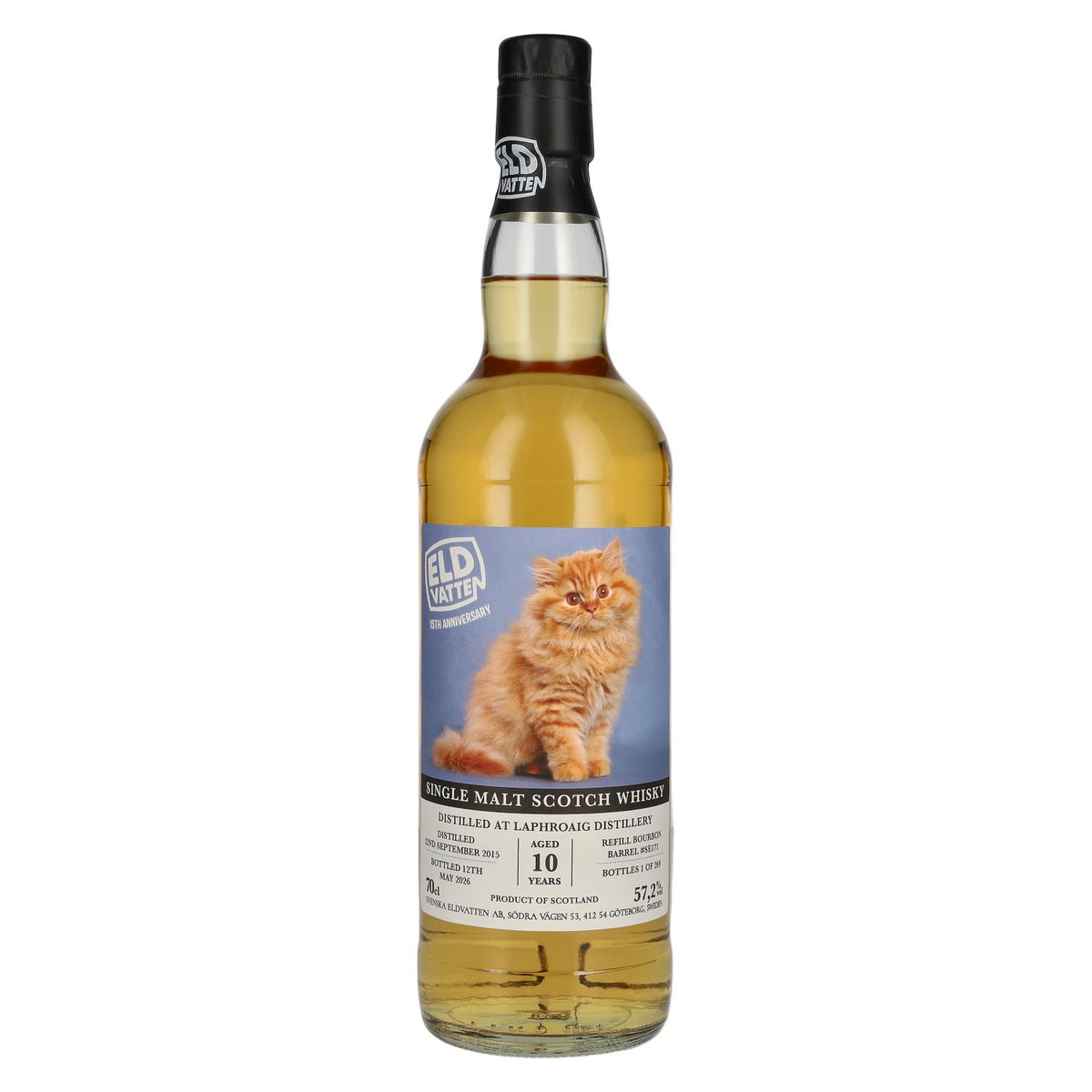 Eldvatten Svenska Laphroaig 10 Years Old Single Malt Cat Label 2015 57,2% vol. 0,7 l