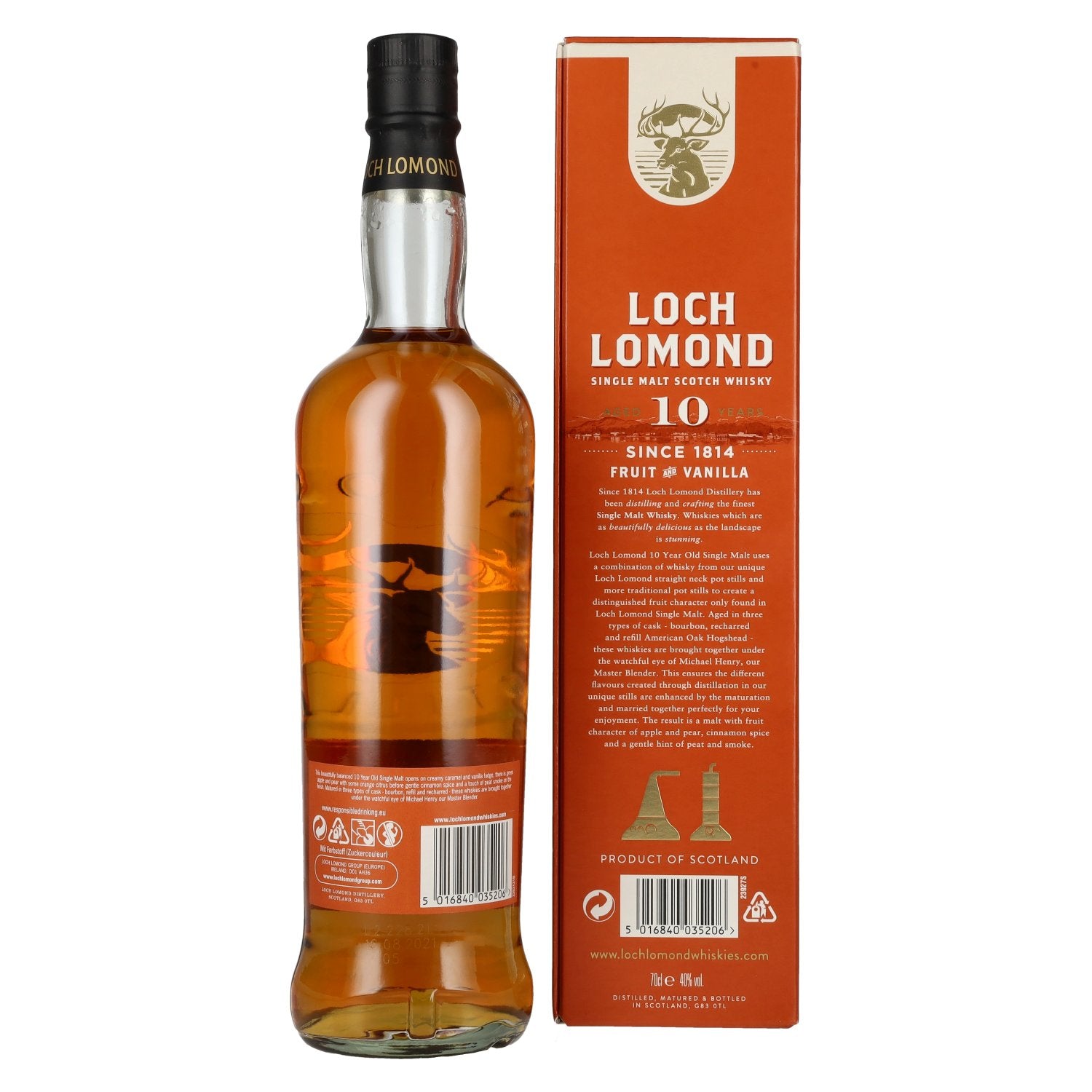 Loch Lomond 10 Years Old Single Malt Fruit and Vanilla Whisky 40% Vol. 0,7l en coffret cadeau