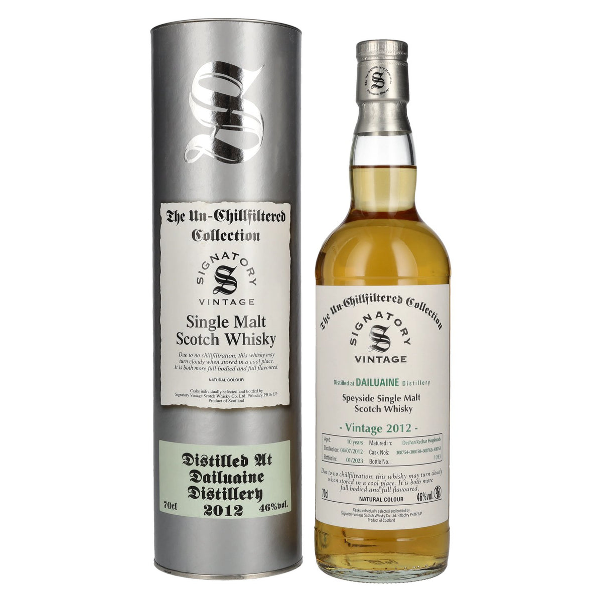 Signatory Vintage Dailuaine 10 Years Old The Un-Chillfiltered 2012 46% ABV 0.7l in a gift box