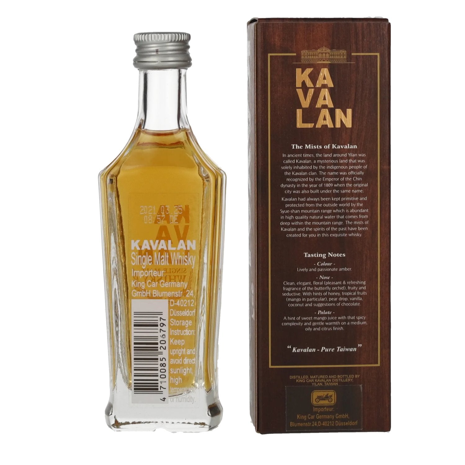 Kavalan Whisky Classic Single Malts 40% vol. 0,05l en coffret cadeau