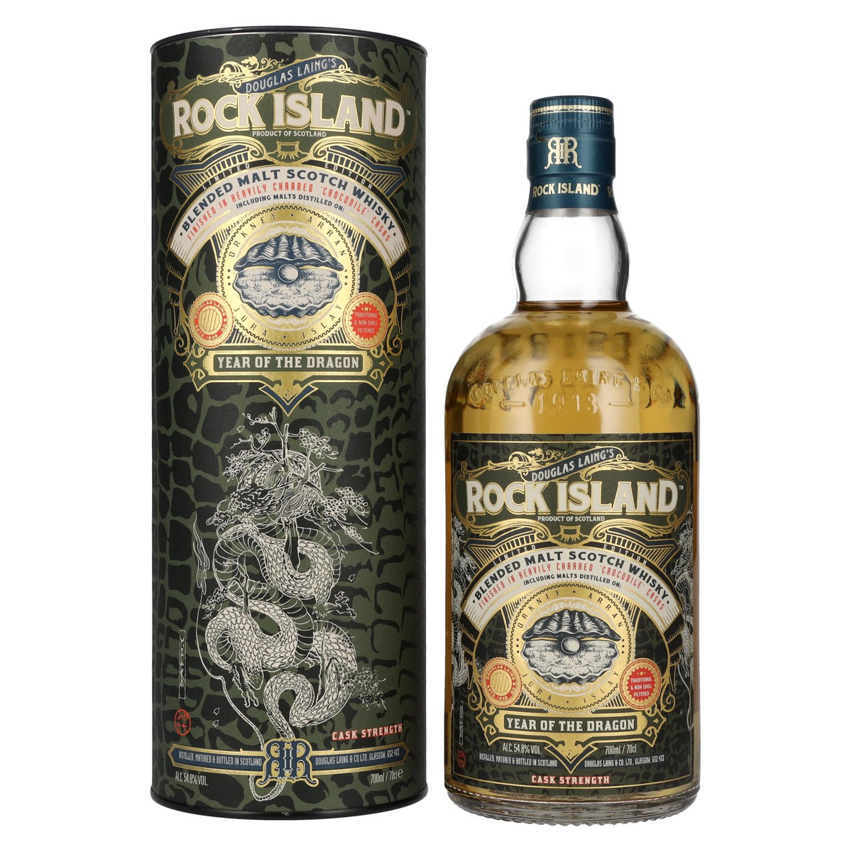 Douglas Laing ROCK ISLAND Year of the Dragon Blended Malt 54,8% vol. 0,7 l in geschenkverpakking