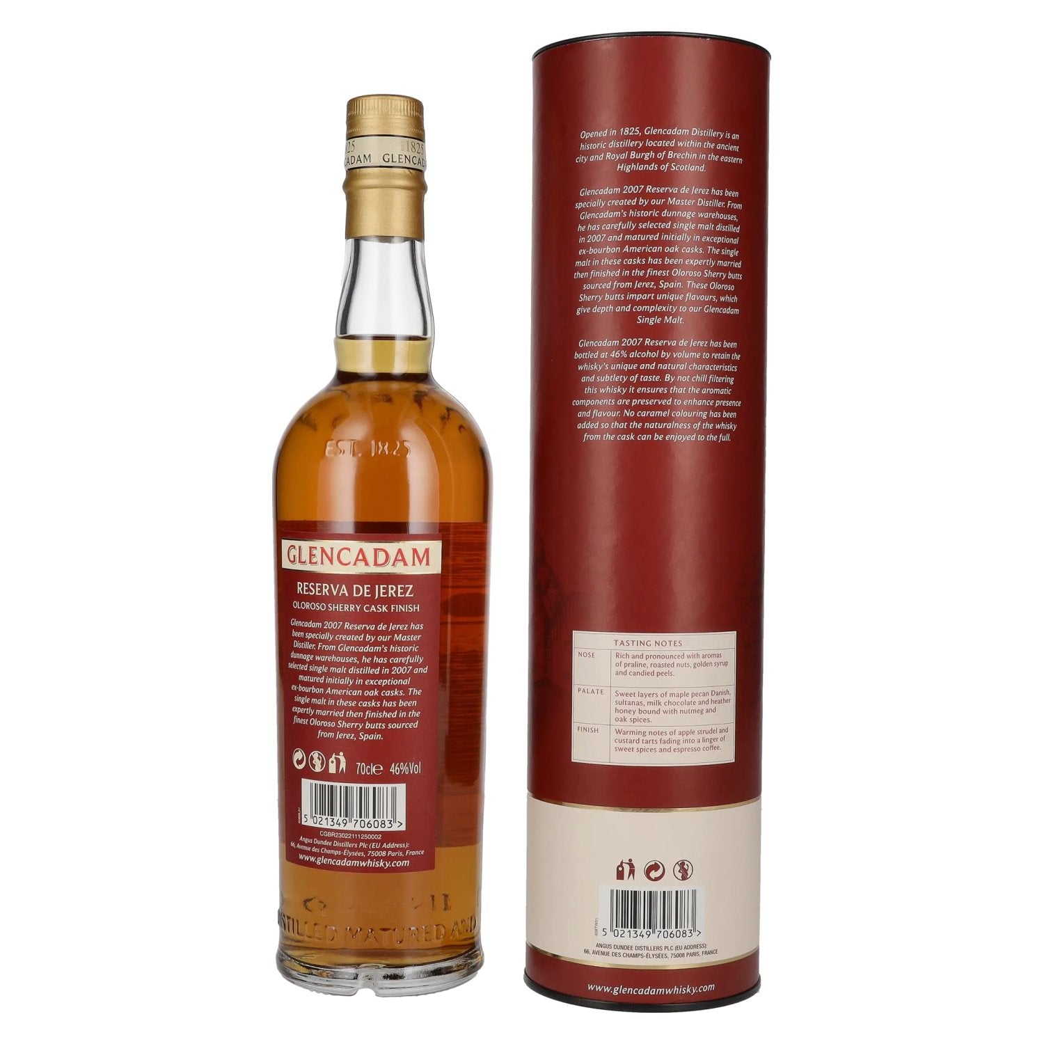 Glencadam RESERVA DE JEREZ 15 Jaar Oude Single Malt OLOROSO SHERRY CASK FINISH 46% Vol. 0,7l in geschenkverpakking