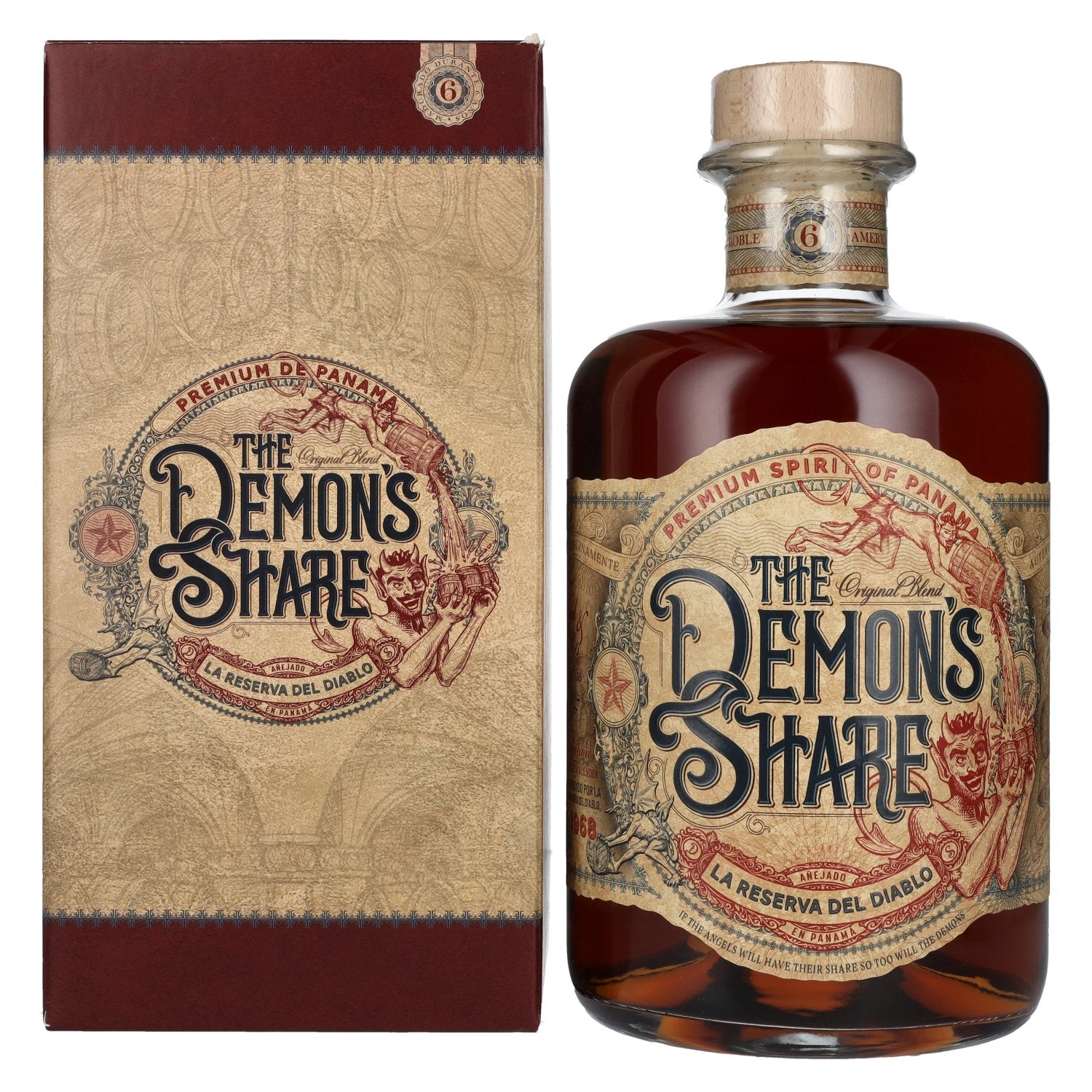 The Demon's Share 6 jaar oude gedistilleerde drank 40% Vol. 3l in geschenkverpakking