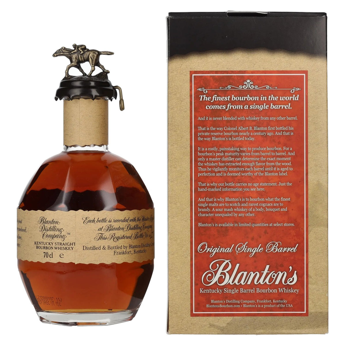 Blanton's Bourbon The Original Single Barrel Bourbon Whiskey 46,5 % vol., 0,7 l, dans un coffret cadeau