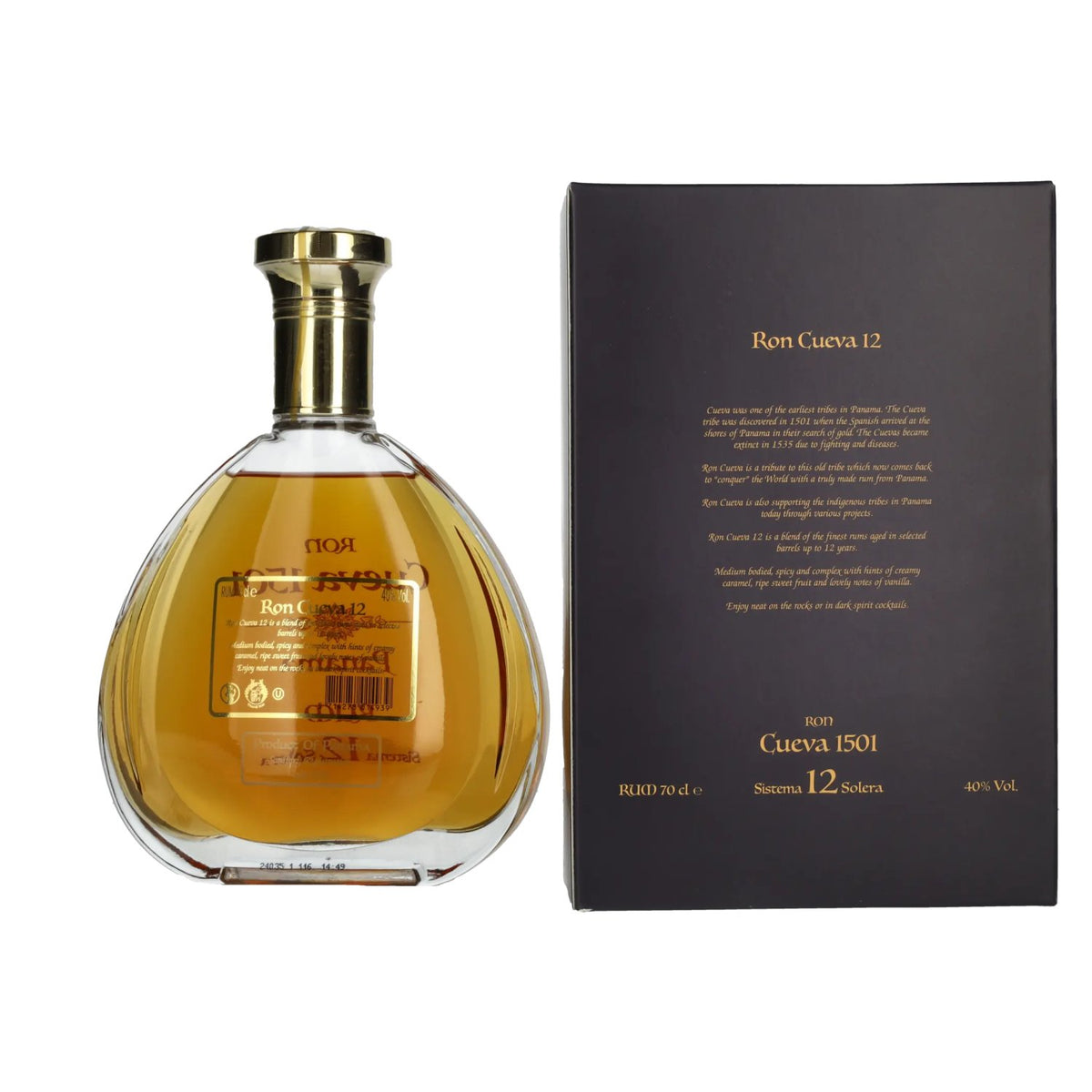 Ron Cueva 1501 Sistema 12 Solera Panama Rum 40% vol. 0.7l in a gift box