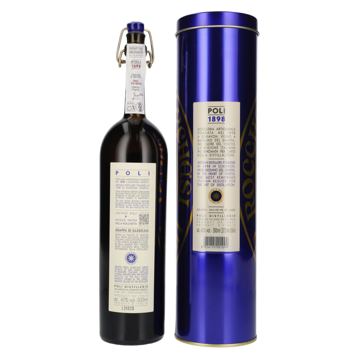 Grappa di Bolgheri Sassicaia Poli 2020 40% Vol. 0,5l in Tinbox