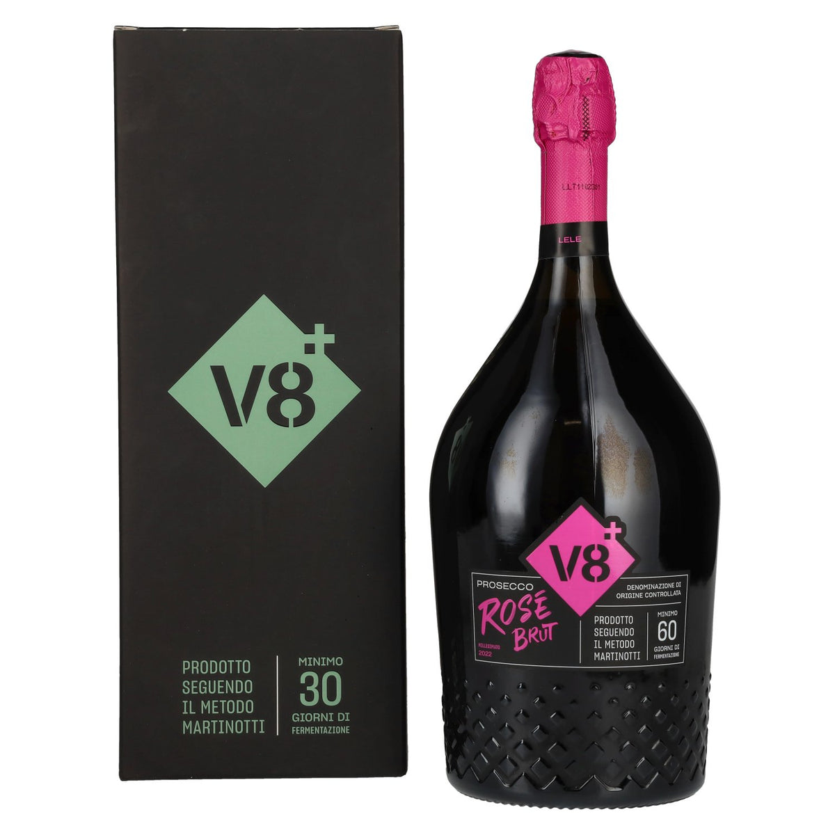 V8+ LELE Prosecco Rosé Brut Millesimato DOC 2022 11% ABV 1.5l in a gift box