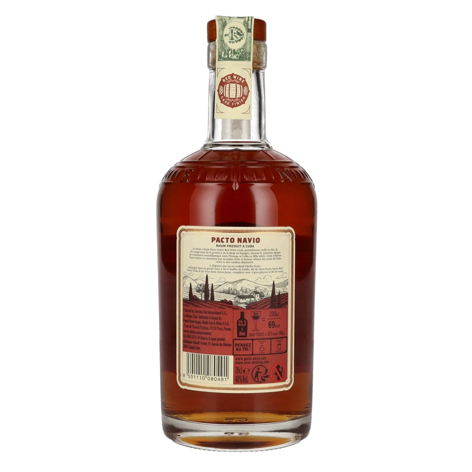 Pacto Navio Single Distillery Cubaanse Rum FRENCH OAK RED WINE Cask by Havana Club 40% Vol. 0,7l