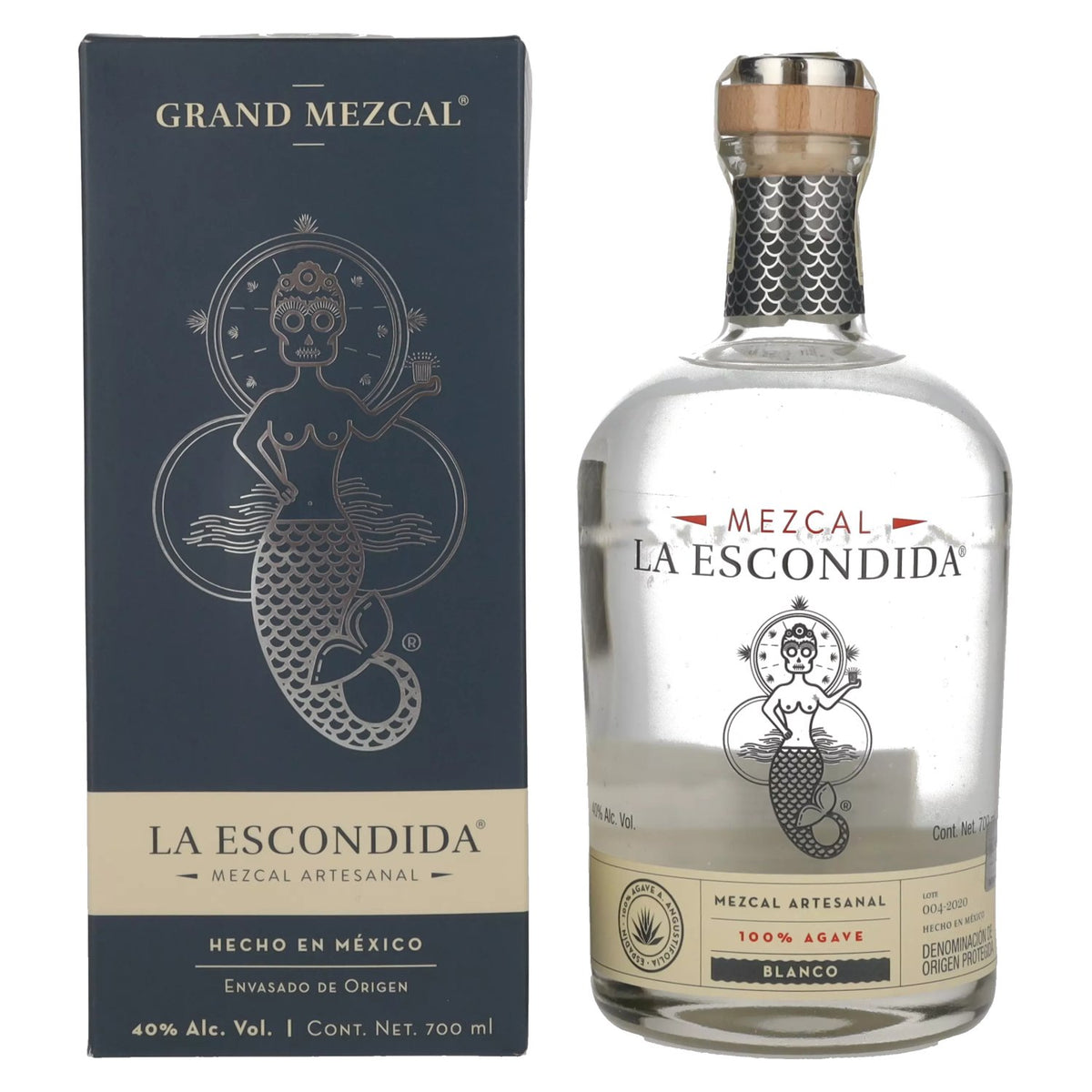 La Escondida Mezcal Artesanal Blanco 40% Vol. 0,7l in Geschenkbox