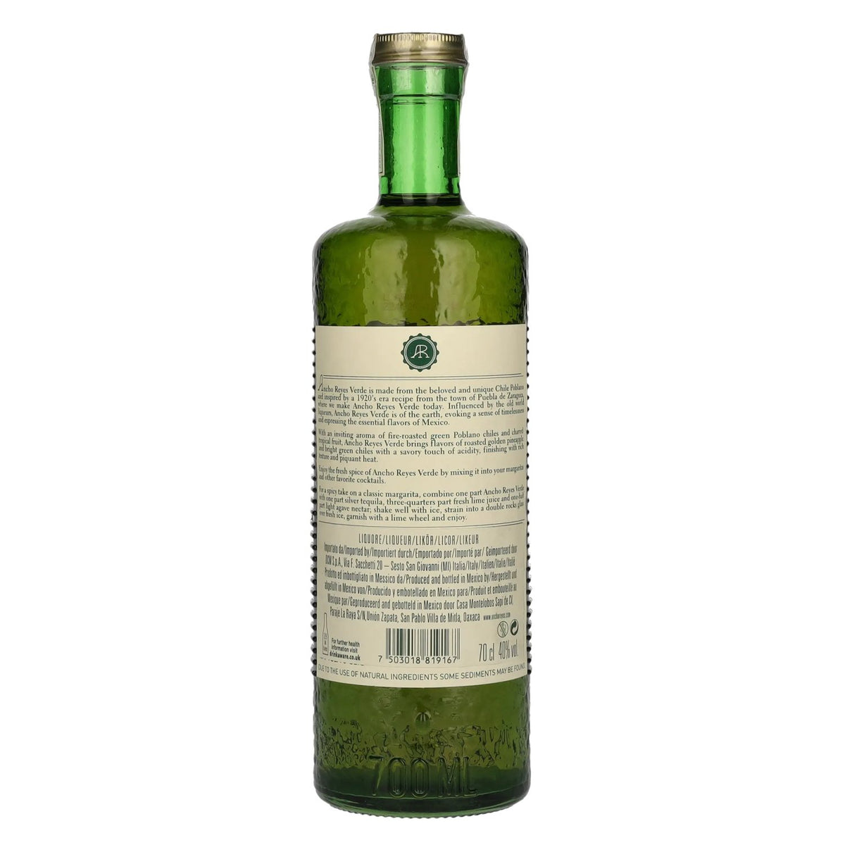 Ancho Reyes VERDE Poblano Chilli Liqueur 40% vol. 0.7 l