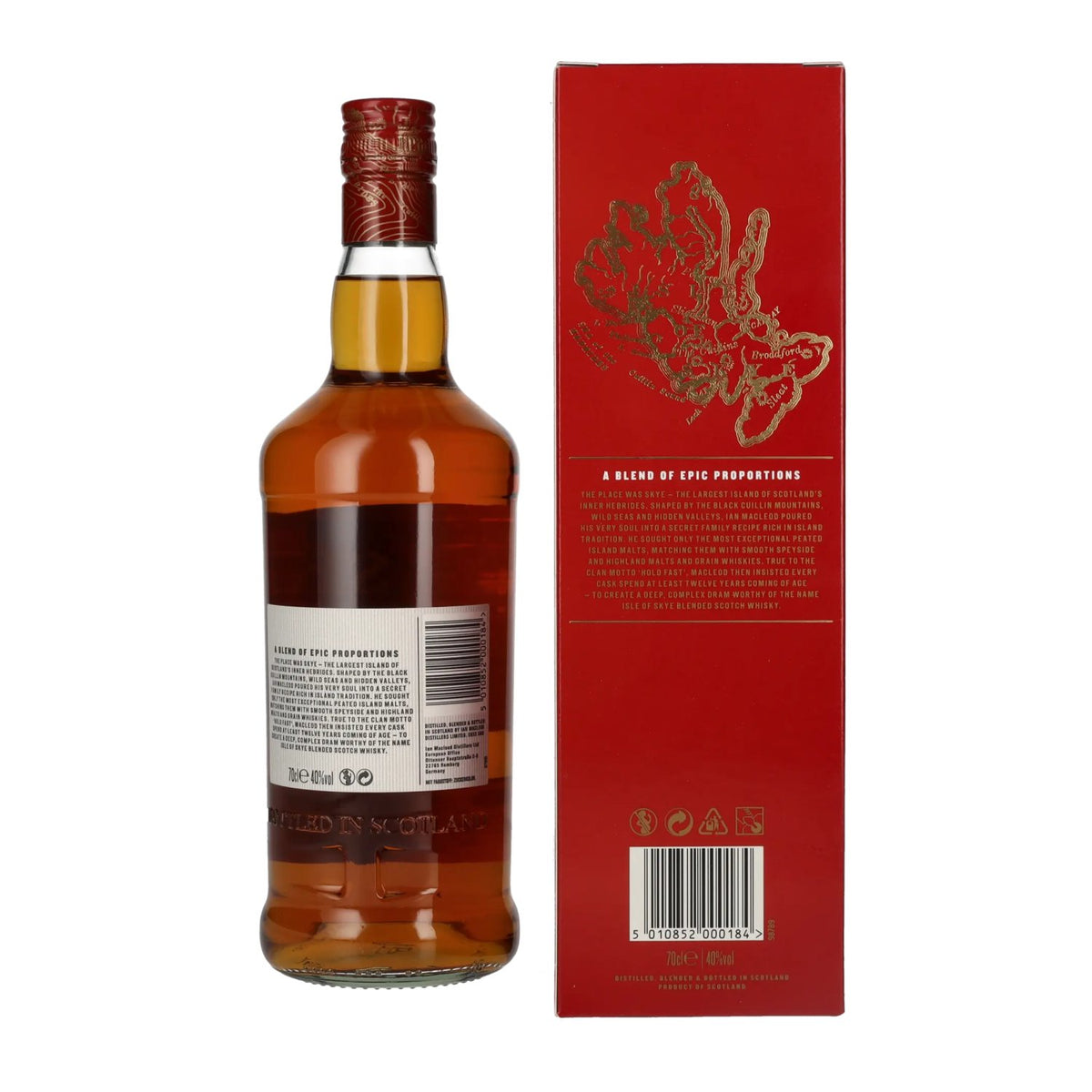 Whisky écossais blended « Isle of Skye » 12 ans d'âge, 40 % vol., 0,7 l, dans un coffret cadeau