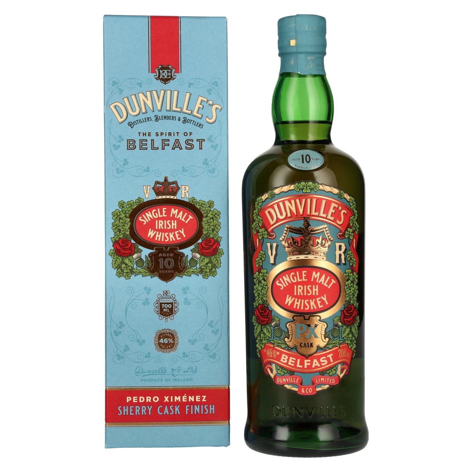 Dunville's 10 Years Old Single Malt Irish Whiskey PX Cask 46% Vol. 0,7l en boîte cadeau
