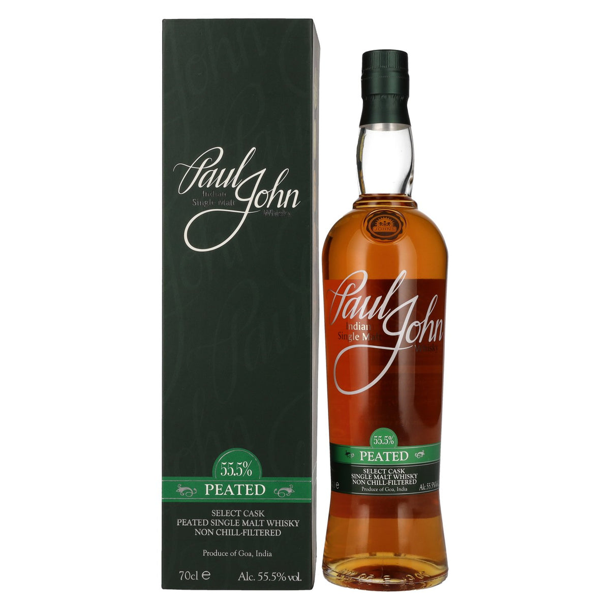 Paul John PEATED SELECT CASK Indian Single Malt Whisky 55.5% ABV, 0.7l, in a gift box