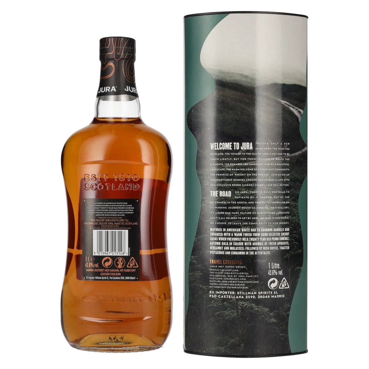 Jura THE ROAD Single Malt Scotch Whisky 43.6% ABV, 1 litre, in a gift box