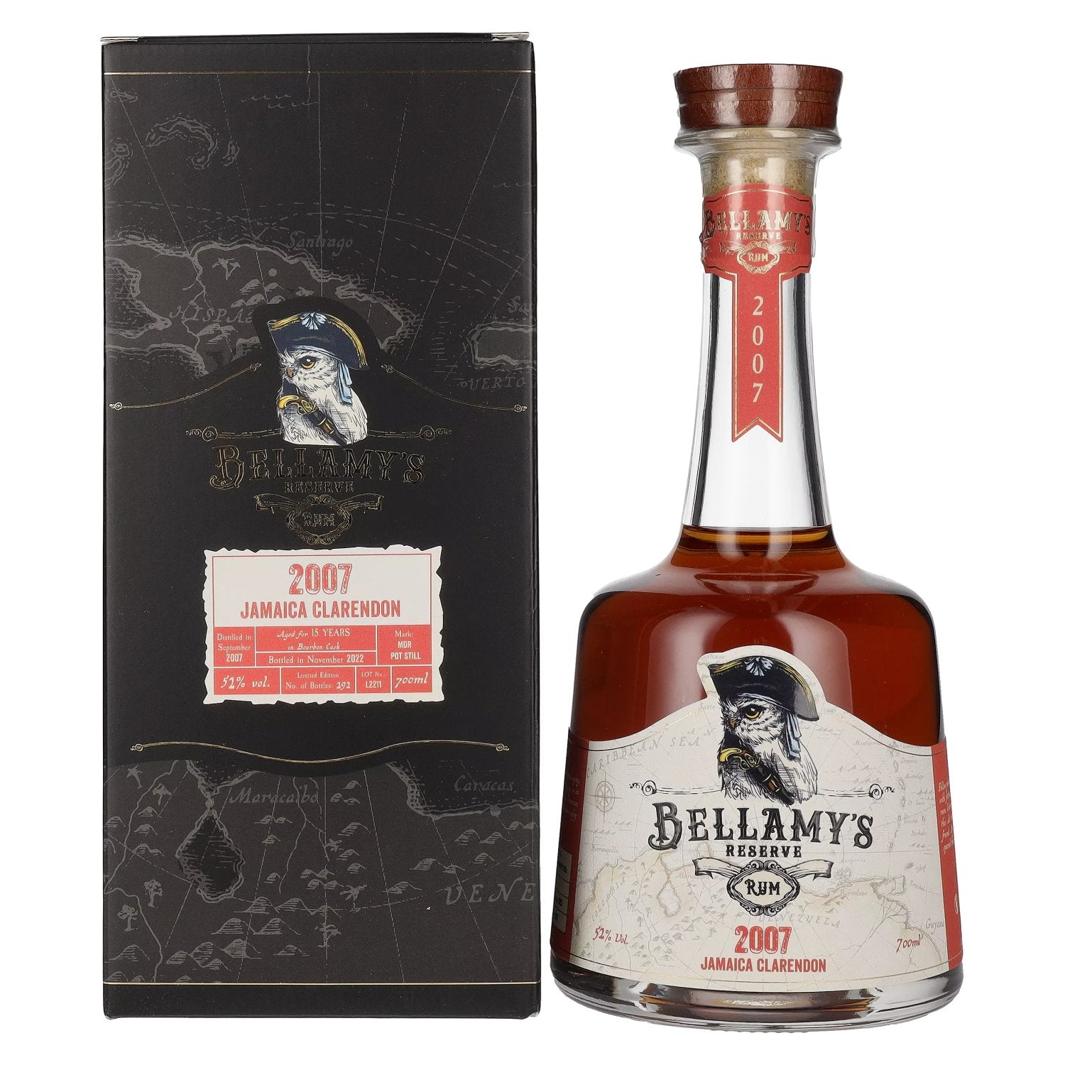 Bellamy's Reserve Rum Jamaica Clarendon 2007 52% vol. 0,7l en boîte cadeau