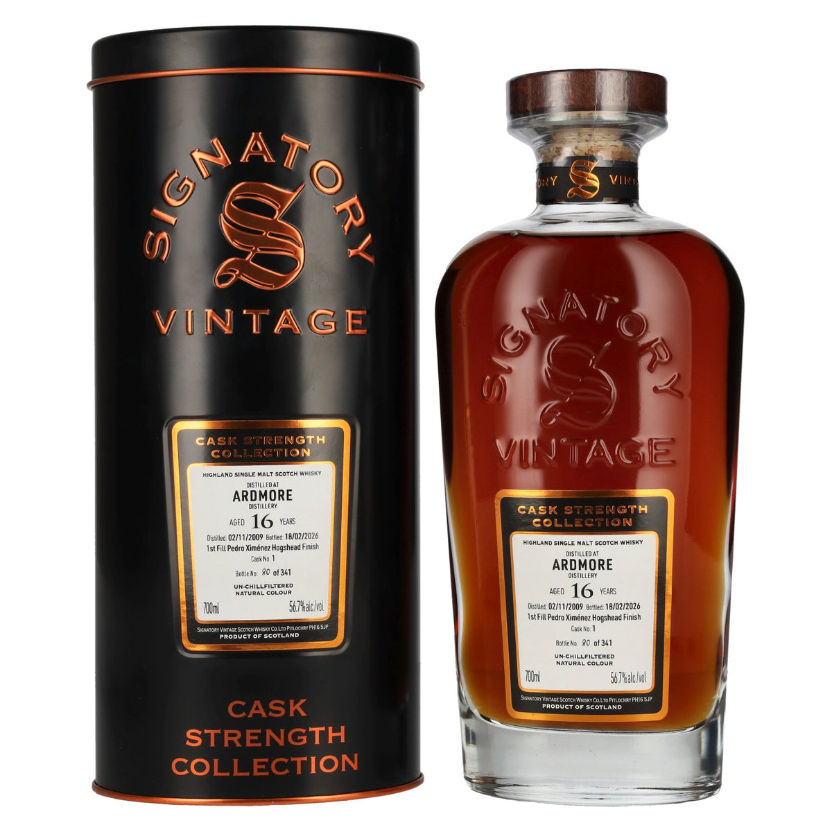 Signatory Vintage ARDMORE 16 Years Old Cask Strength Collection 2009 56.7% vol. 0.7 l in a tin box
