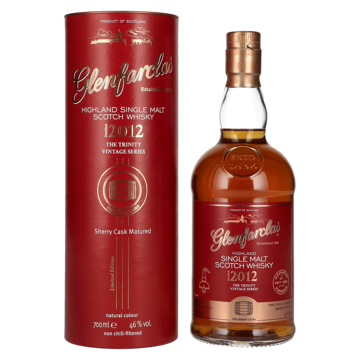 Glenfarclas THE TRINITY VINTAGE SERIES Sherry Cask Highland Single Malt 2012 46% vol. 0,7 l in geschenkverpakking