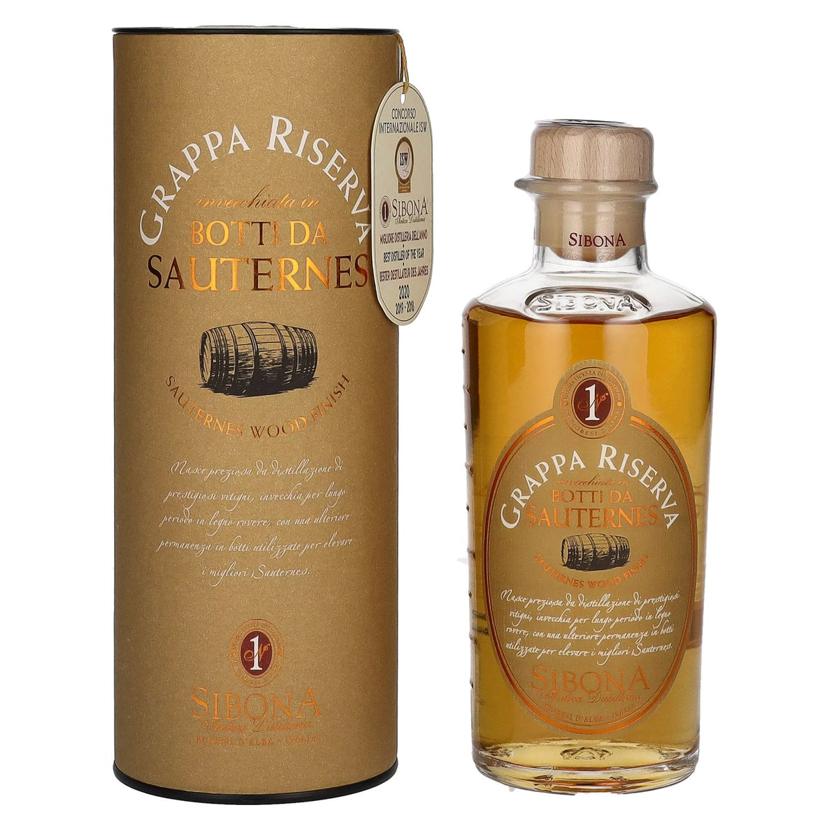 Sibona GRAPPA RISERVA Botti da SAUTERNES 44% vol. 0.5 l in a gift box