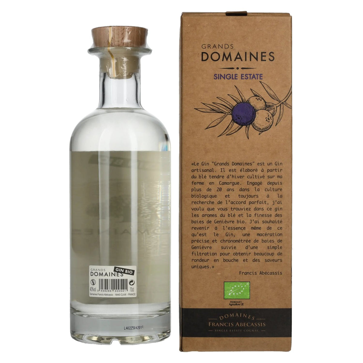 Grands Domaines Bio French Gin 40% vol. 0,7 l in geschenkverpakking