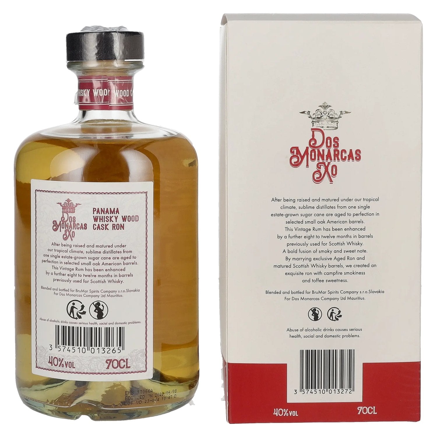 Dos Monarcas XO Panama Whisky Wood Cask Finish Ron 40% Vol. 0,7l in geschenkverpakking
