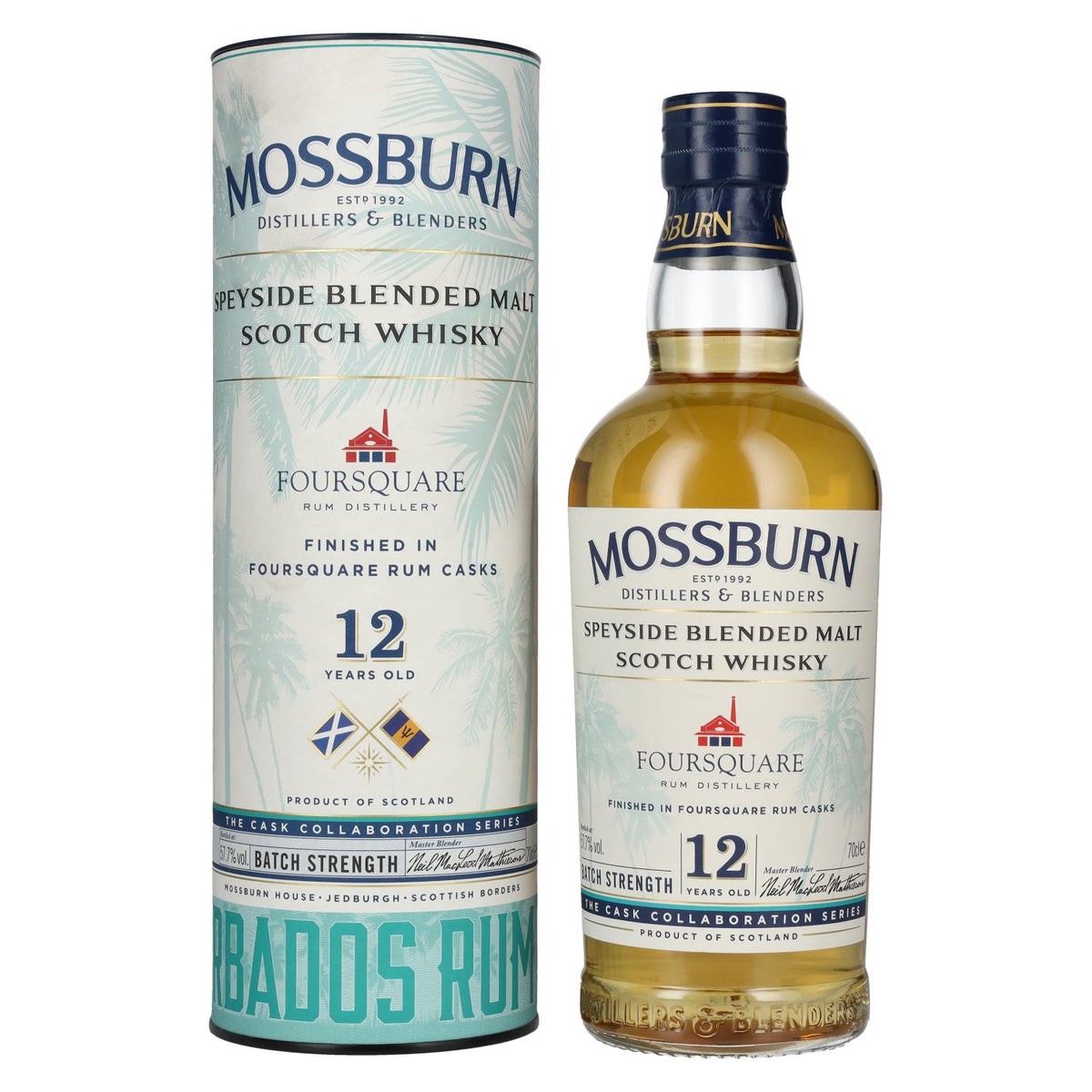 Mossburn Foursquare 12 Years Old Rum Casks Whisky, Batch Strength 57.7% vol., 0.7 l in a gift box