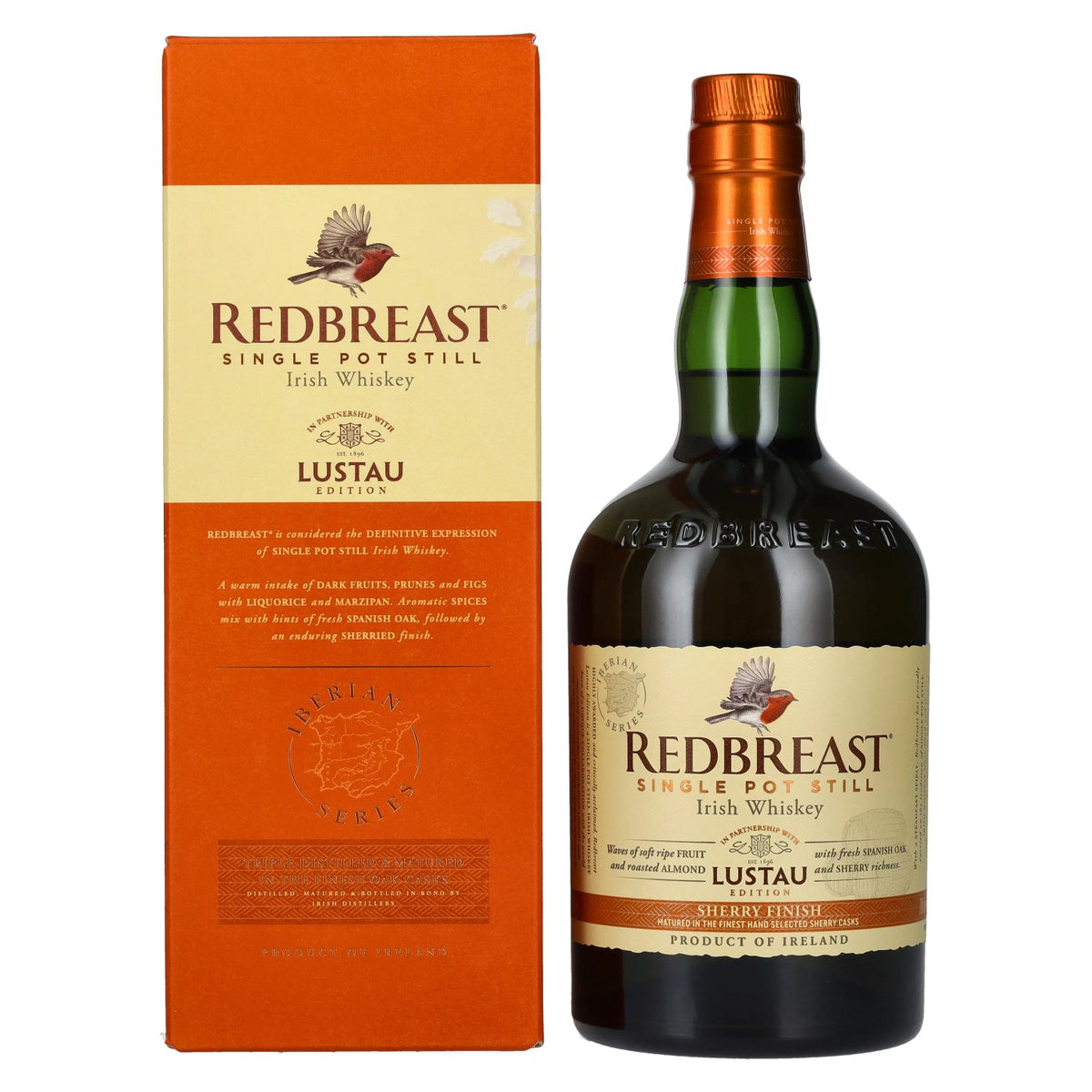 Whisky irlandais Redbreast Single Pot Still, édition LUSTAU, finition au sherry, 46 % vol., 0,7 l, dans un coffret cadeau