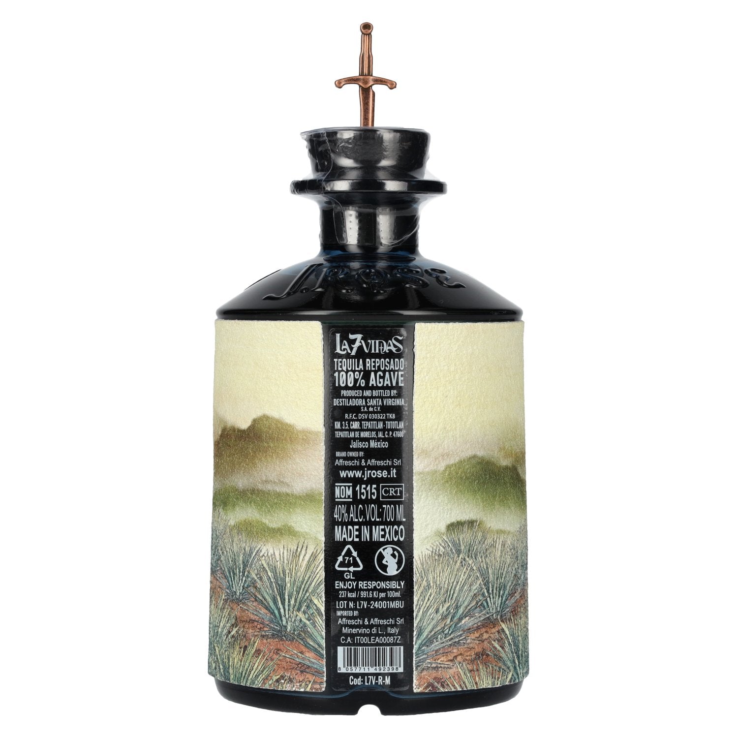 La7Vidas Tequila Reposado 100% Agave 40% Vol. 0,7l