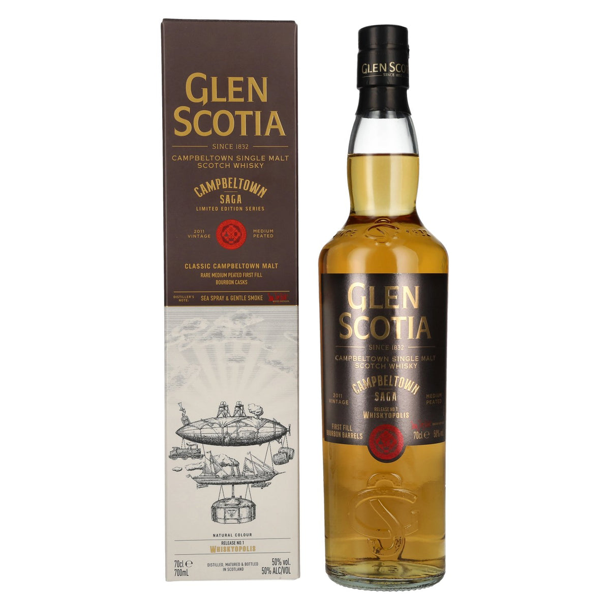 Glen Scotia Campbeltown SAGA WHISKYPOLIS Release nr. 1 50% vol. 0,7 l in geschenkverpakking