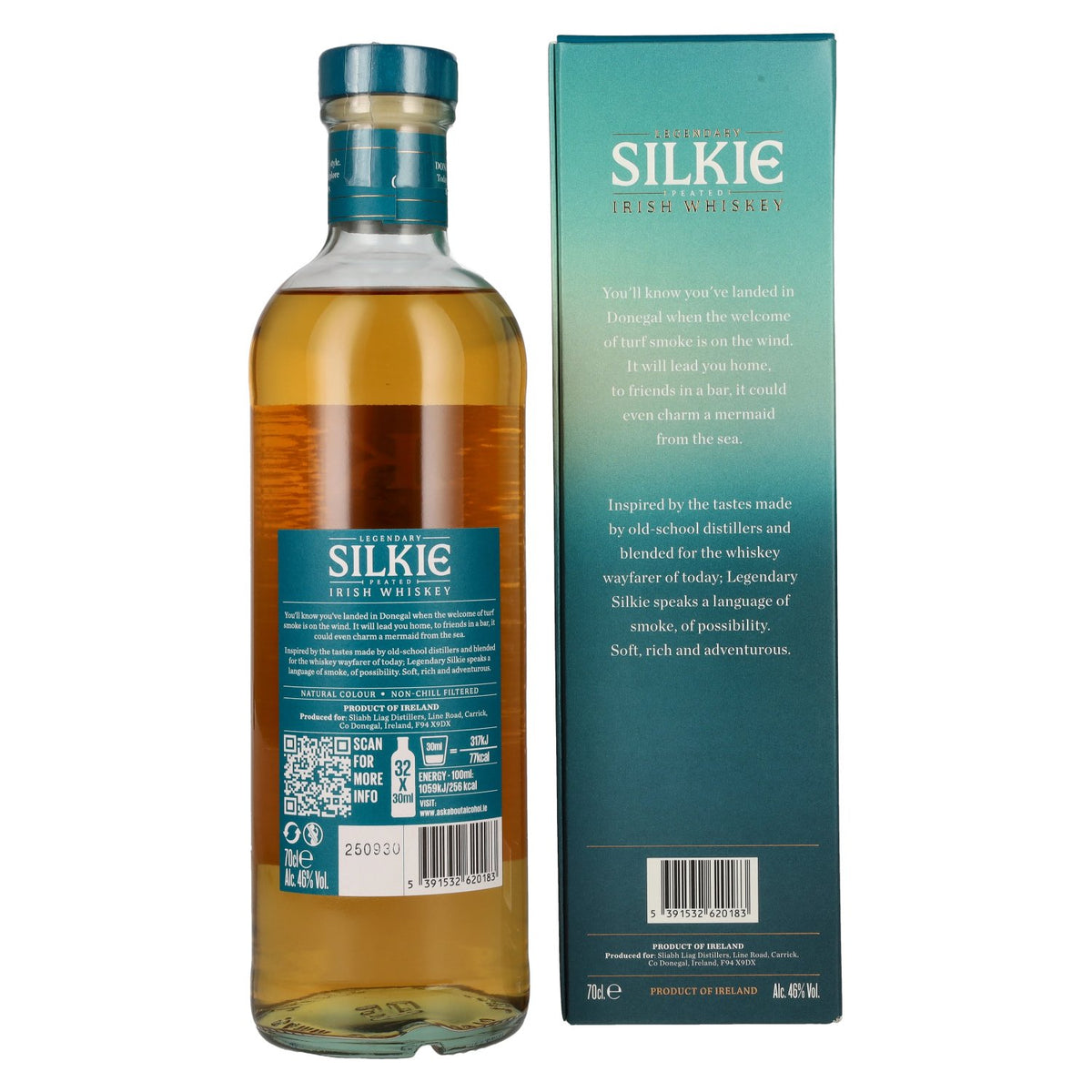The légendaire whisky irlandais tourbé The Silkie, 46 % vol., 0,7 l, dans un coffret cadeau