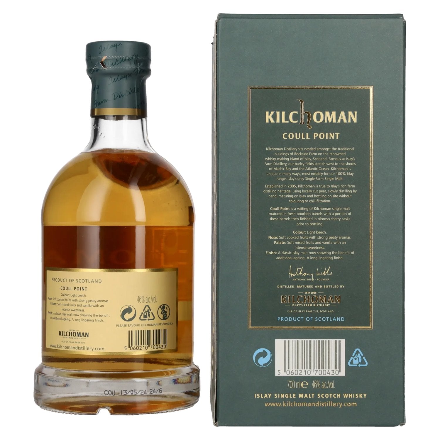 Kilchoman COULL POINT Islay Single Malt Scotch Whisky 46% Vol. 0,7l in geschenkverpakking