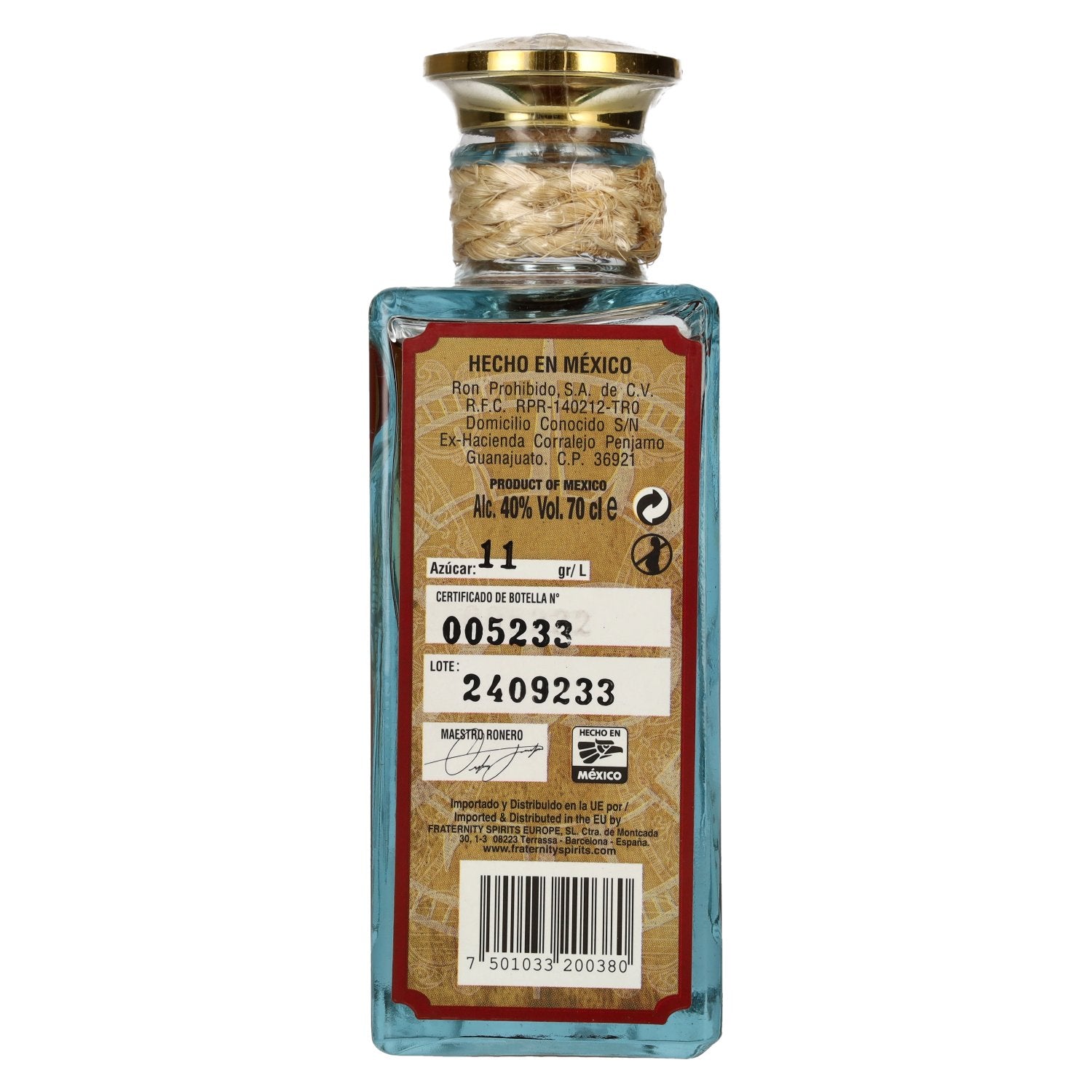 El Ron Prohibido XO Single Barrel Mexican Rum 40% ABV 0.7l