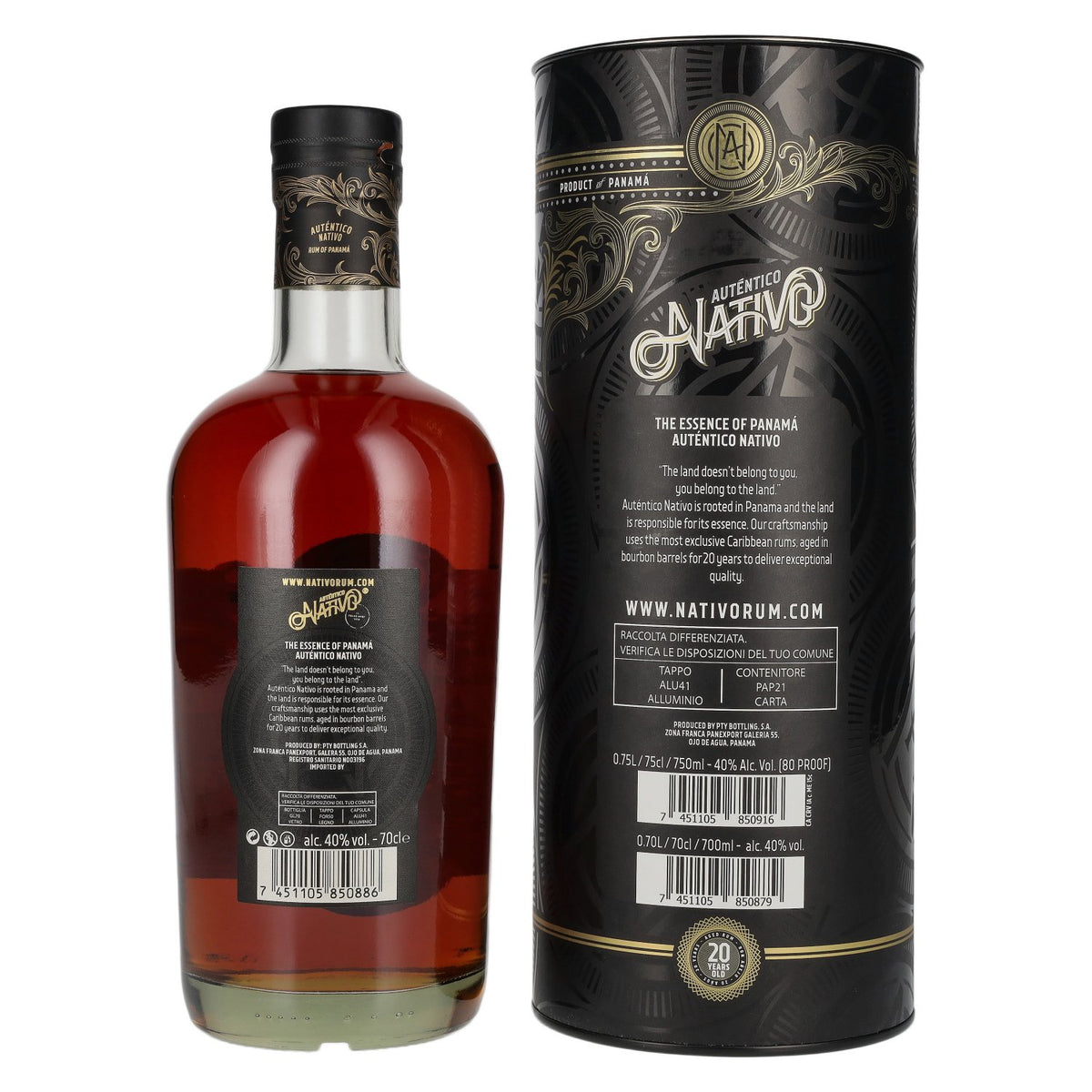 Auténtico Nativo 20 Years Old Special Reserve Rum 40% vol. 0,7 l in geschenkverpakking