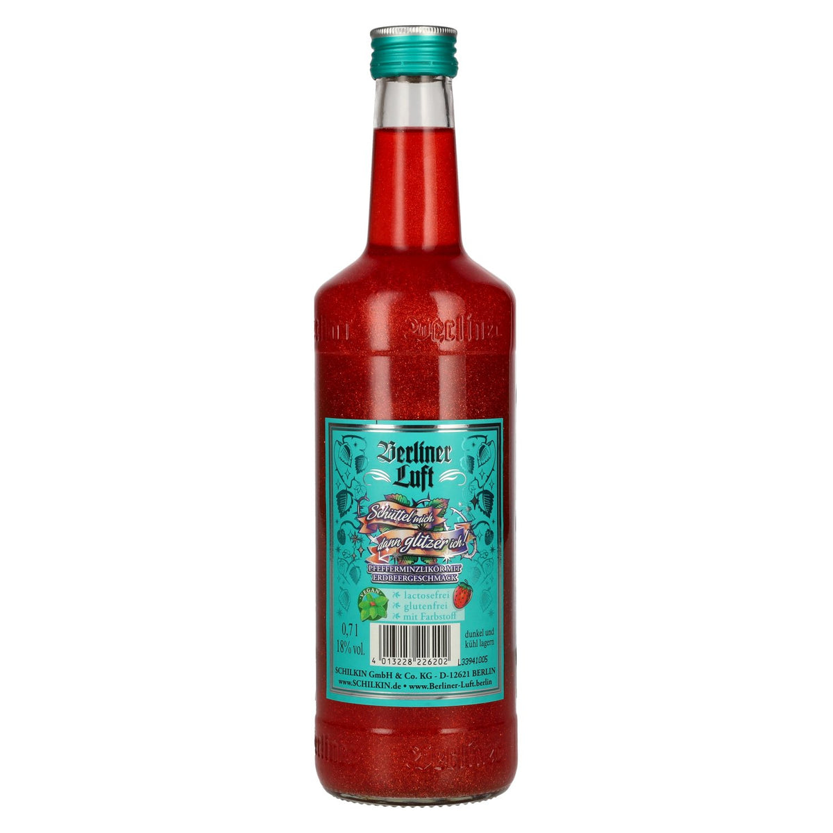 Berliner Luft GLITTER STRAWBERRY The Fresh Peppermint Liqueur 18% ABV 0.7l