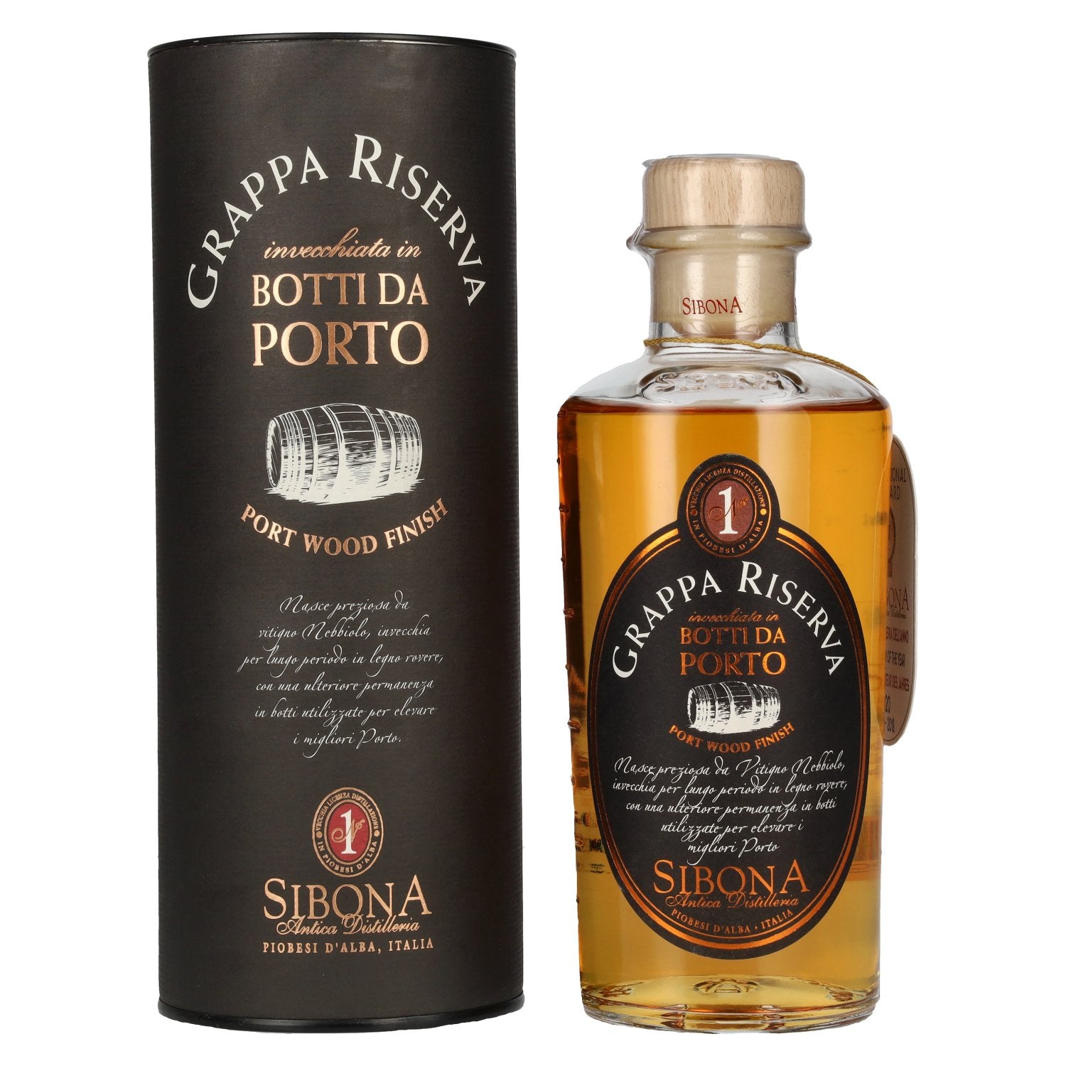 Sibona GRAPPA RISERVA Botti da PORTO 40% Vol. 0,5l in Geschenkbox