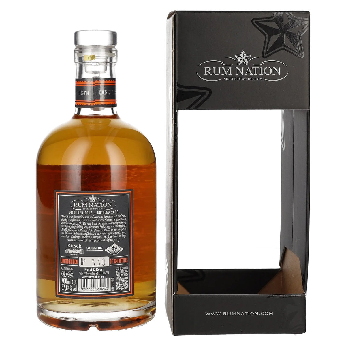 Rum Nation Jamaica 5 Years Old Pot Still Rum Cask Strength Oloroso Cask 2017/2023 57,8% Vol. 0,7l in Geschenkbox